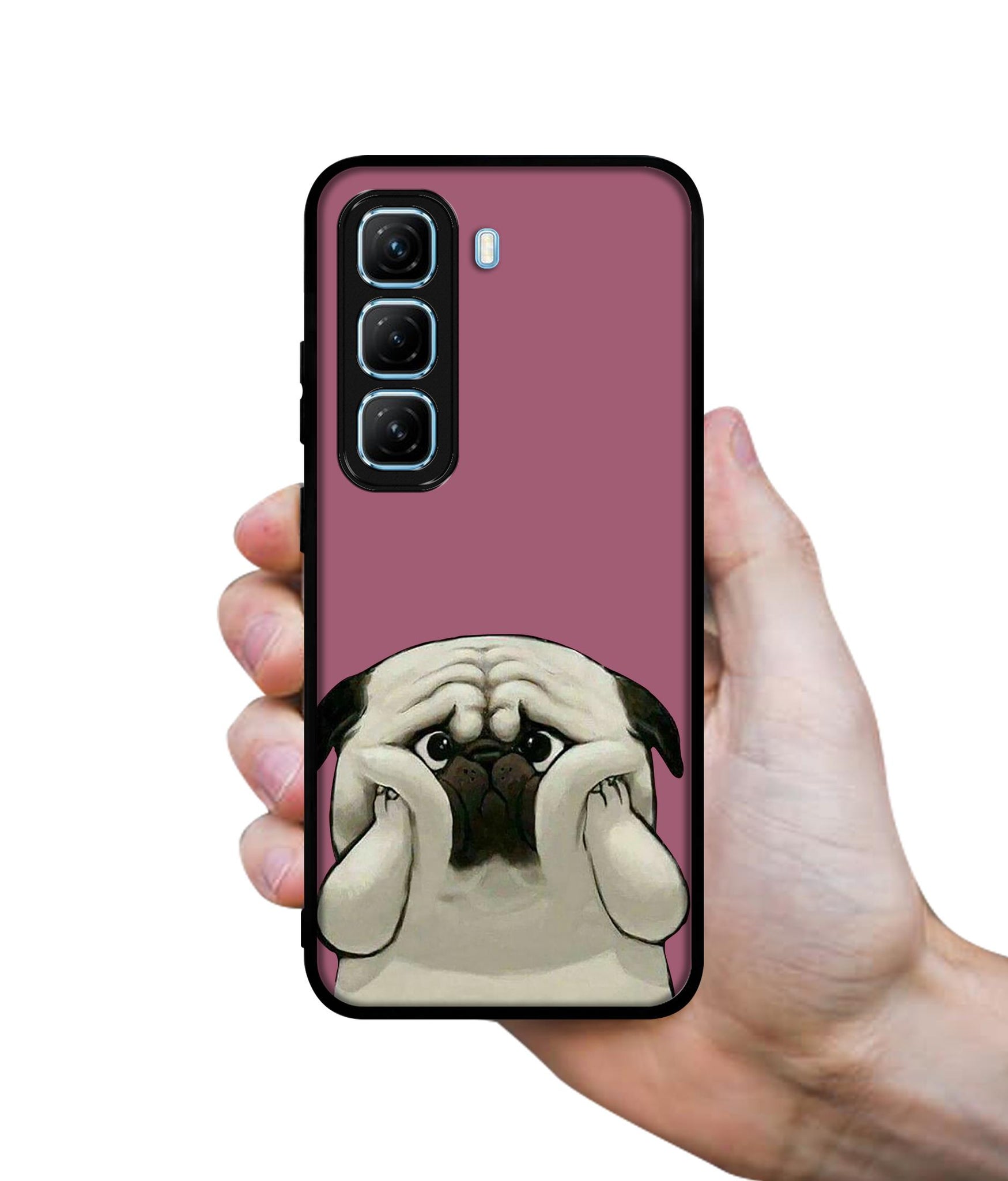 Cute Pug Holding Big Cheeks Designer 2D Printed Back Case Cover for Infinix Hot 50 5G