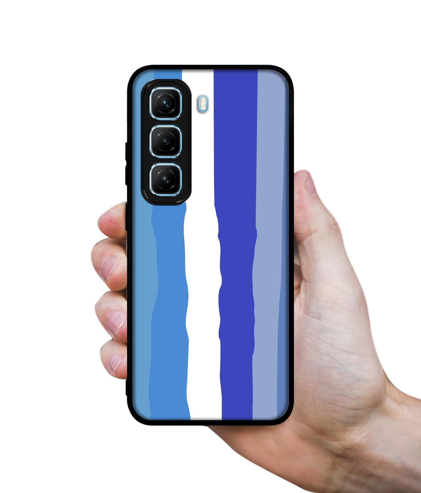 Blue Stripes Rainbow Designer 2D Printed Back Case Cover for Infinix Hot 50 5G