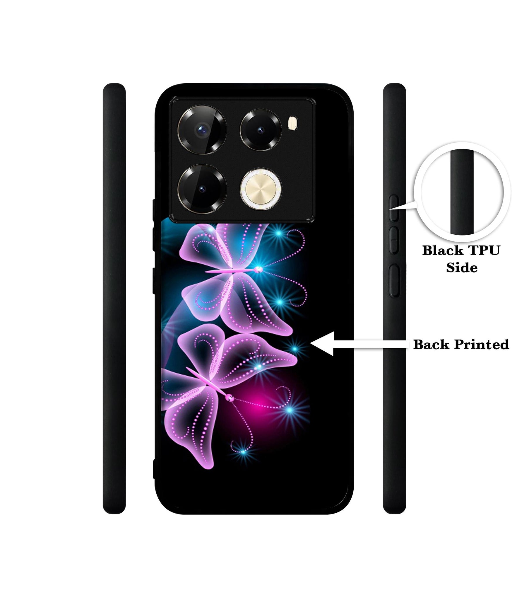 Butterflies Neon Light Designer 2D Printed Back Case Cover for Infinix Note 40 Pro 5G / 4G / Note 40 Pro Plus 5G