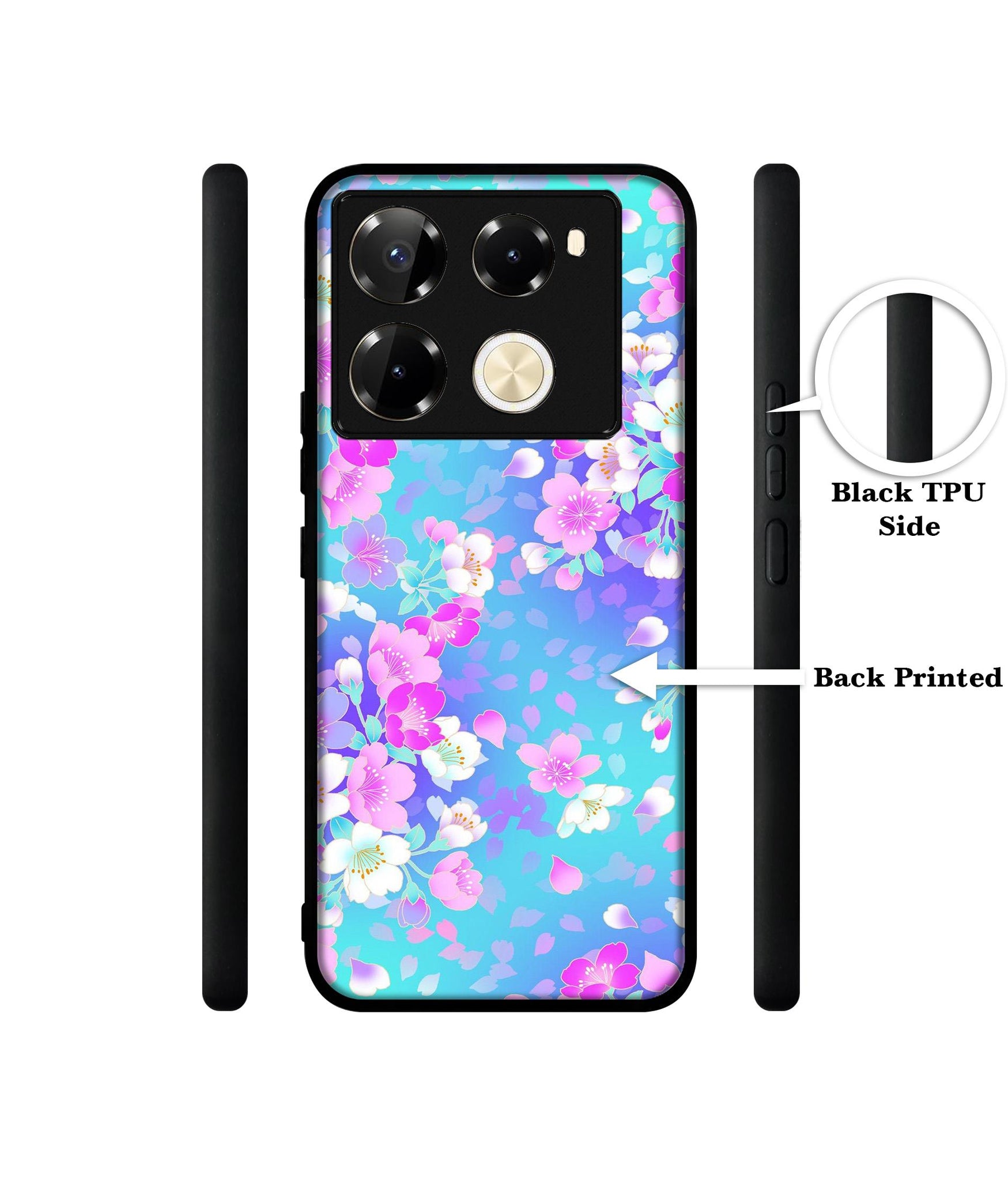 Floral Blue Pattern Designer 2D Printed Back Case Cover for Infinix Note 40 Pro 5G / 4G / Note 40 Pro Plus 5G