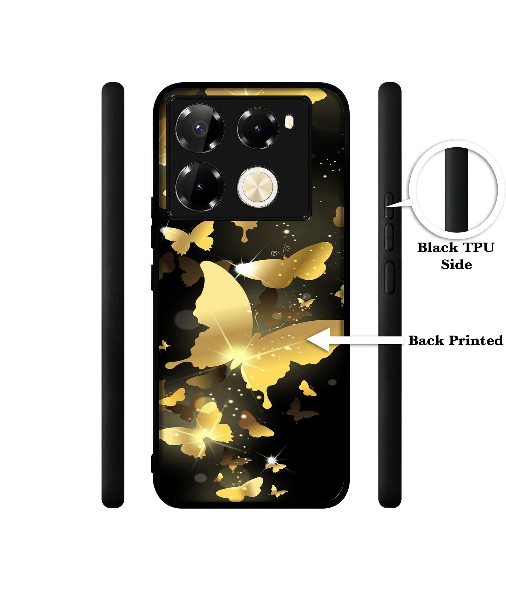 Golden Butterfly Pattern Designer 2D Printed Back Case Cover for Infinix Note 40 Pro 5G / 4G / Note 40 Pro Plus 5G