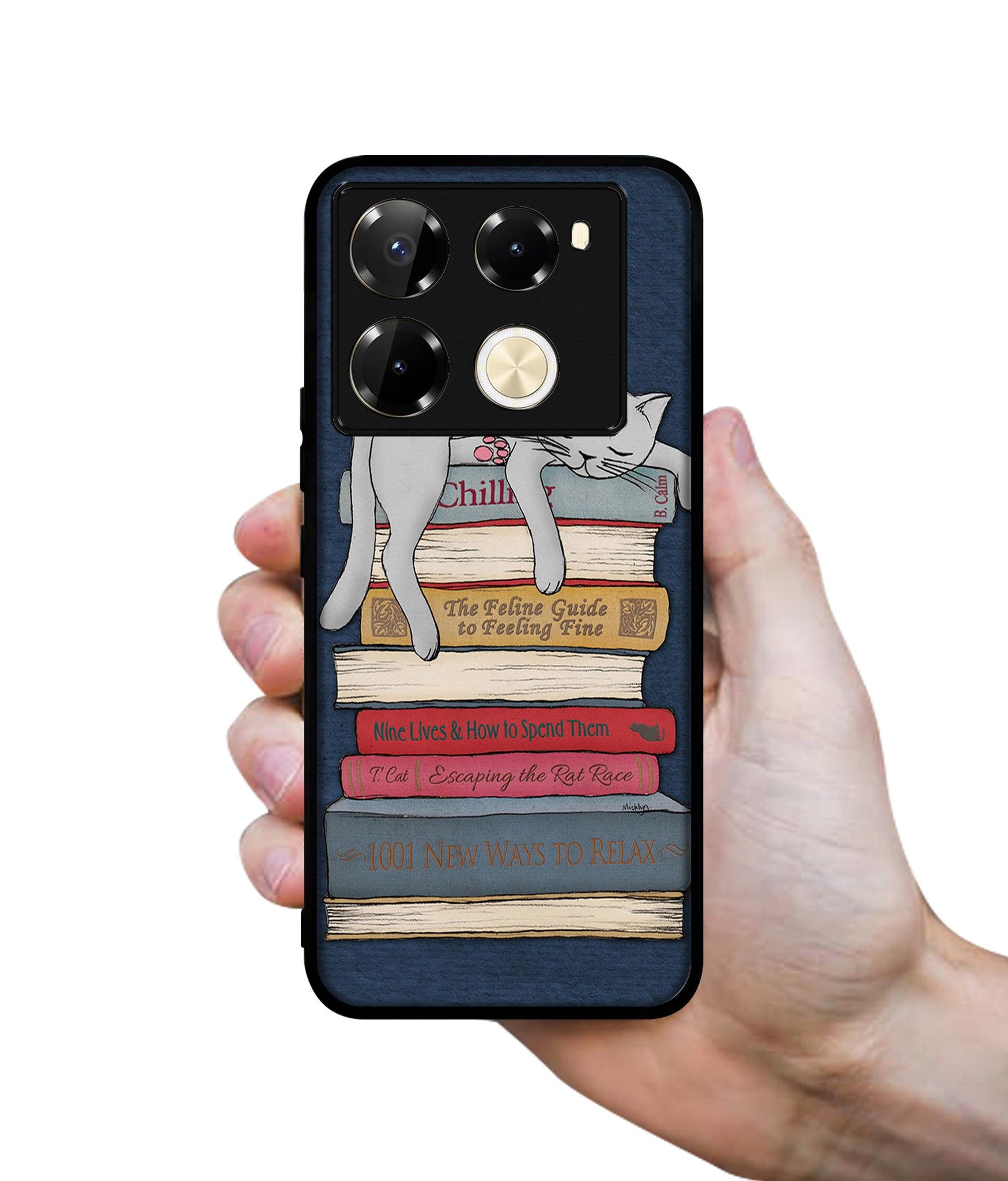 Cat Sleeping On The Books Designer 2D Printed Back Case Cover for Infinix Note 40 Pro 5G / 4G / Note 40 Pro Plus 5G