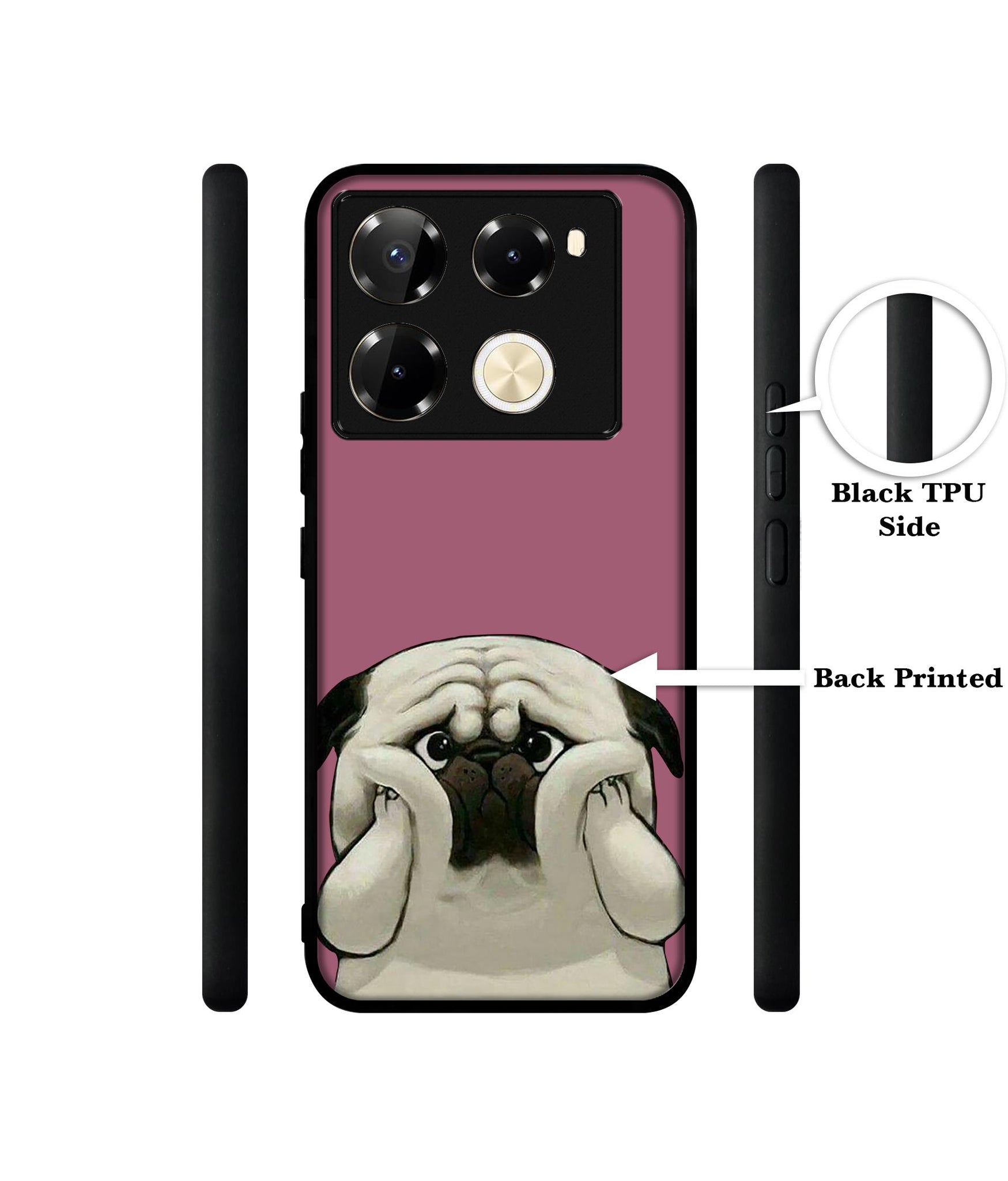 Cute Pug Holding Big Cheeks Designer 2D Printed Back Case Cover for Infinix Note 40 Pro 5G / 4G / Note 40 Pro Plus 5G