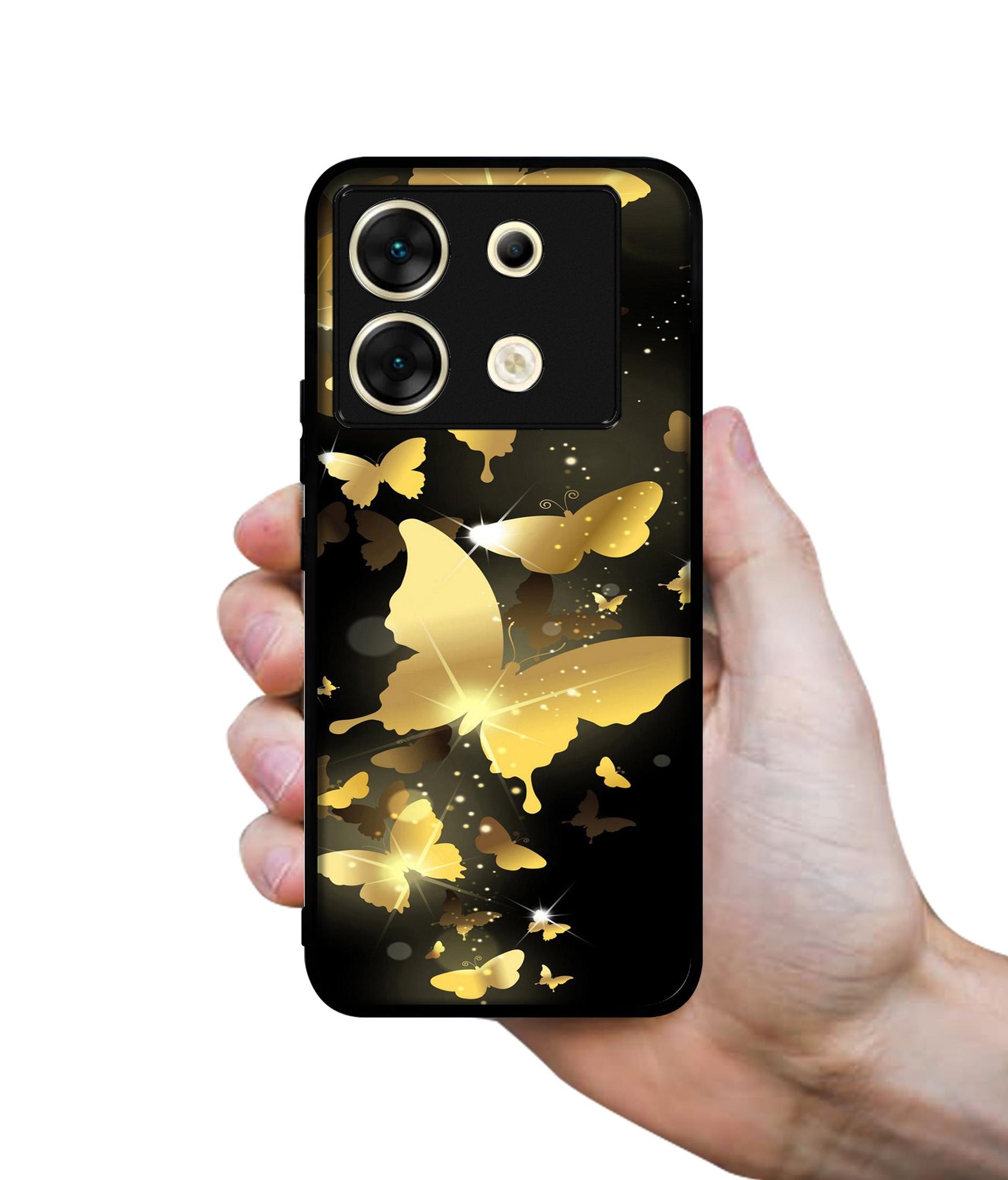 Golden Butterfly Pattern Designer 2D Printed Back Case Cover for Infinix Zero 30 5G