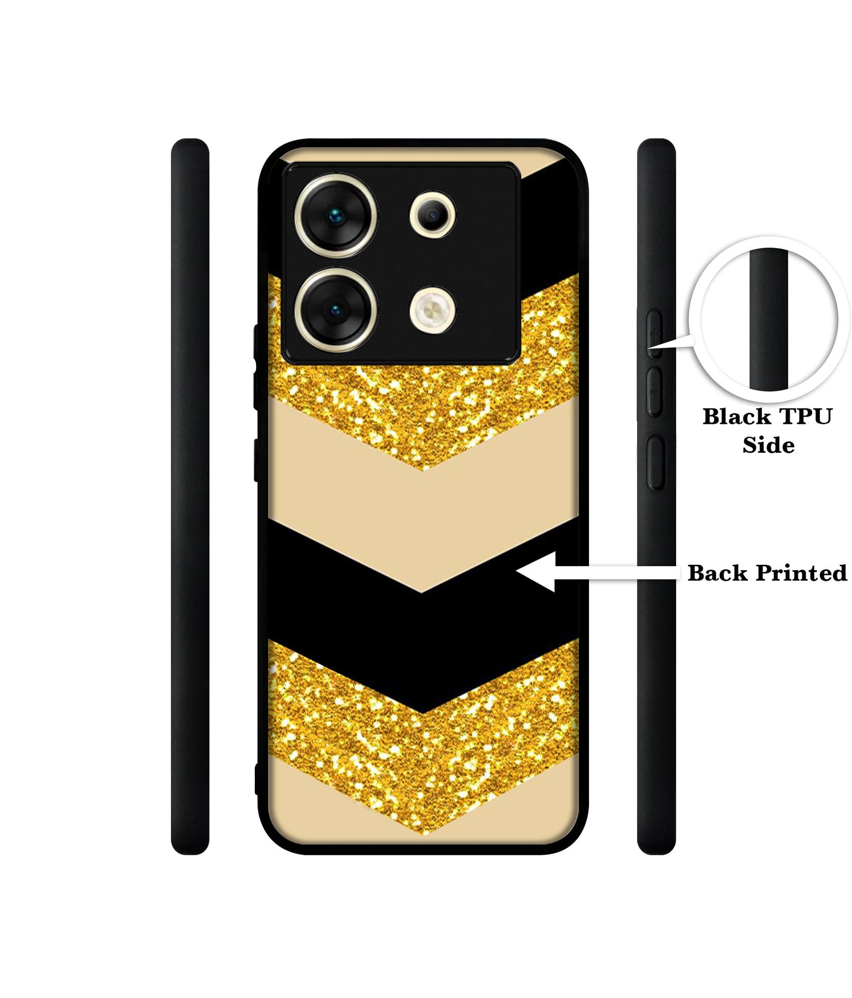 Black & Gold Designer 2D Printed Back Case Cover for Infinix Zero 30 5G