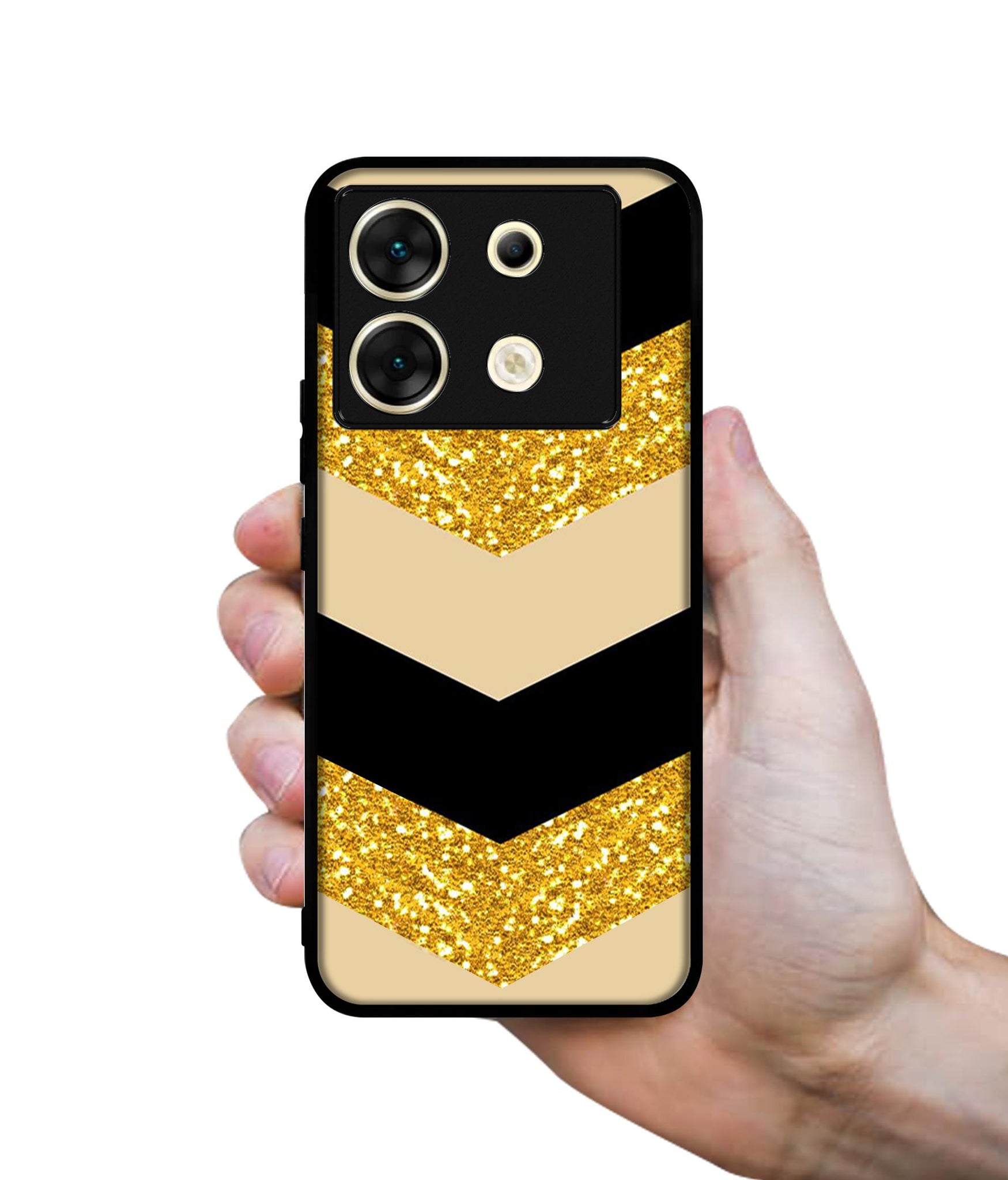 Black & Gold Designer 2D Printed Back Case Cover for Infinix Zero 30 5G