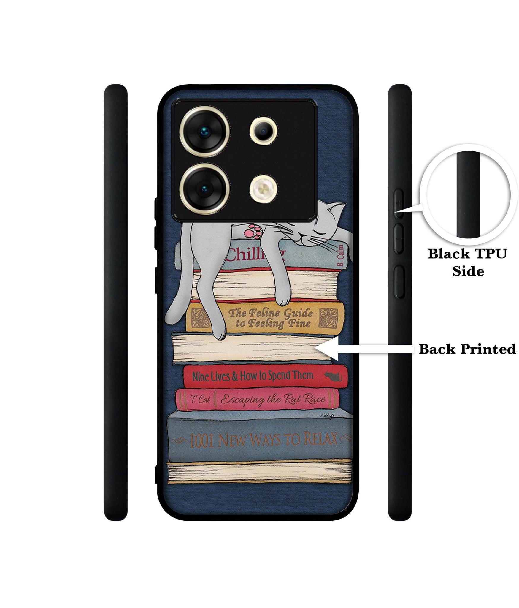 Cat Sleeping On The Books Designer 2D Printed Back Case Cover for Infinix Zero 30 5G