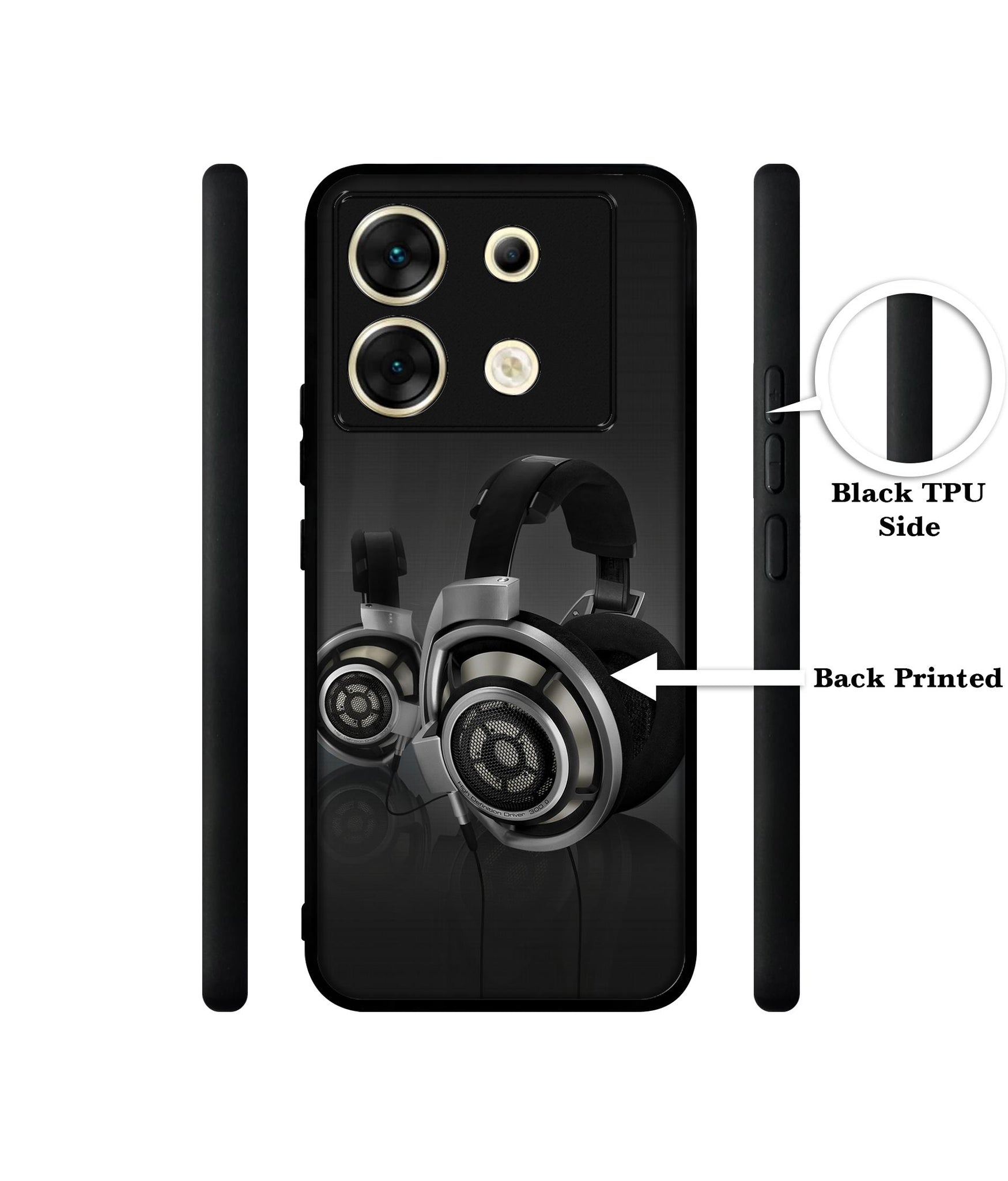 Head Phone Designer 2D Printed Back Case Cover for Infinix Zero 30 5G