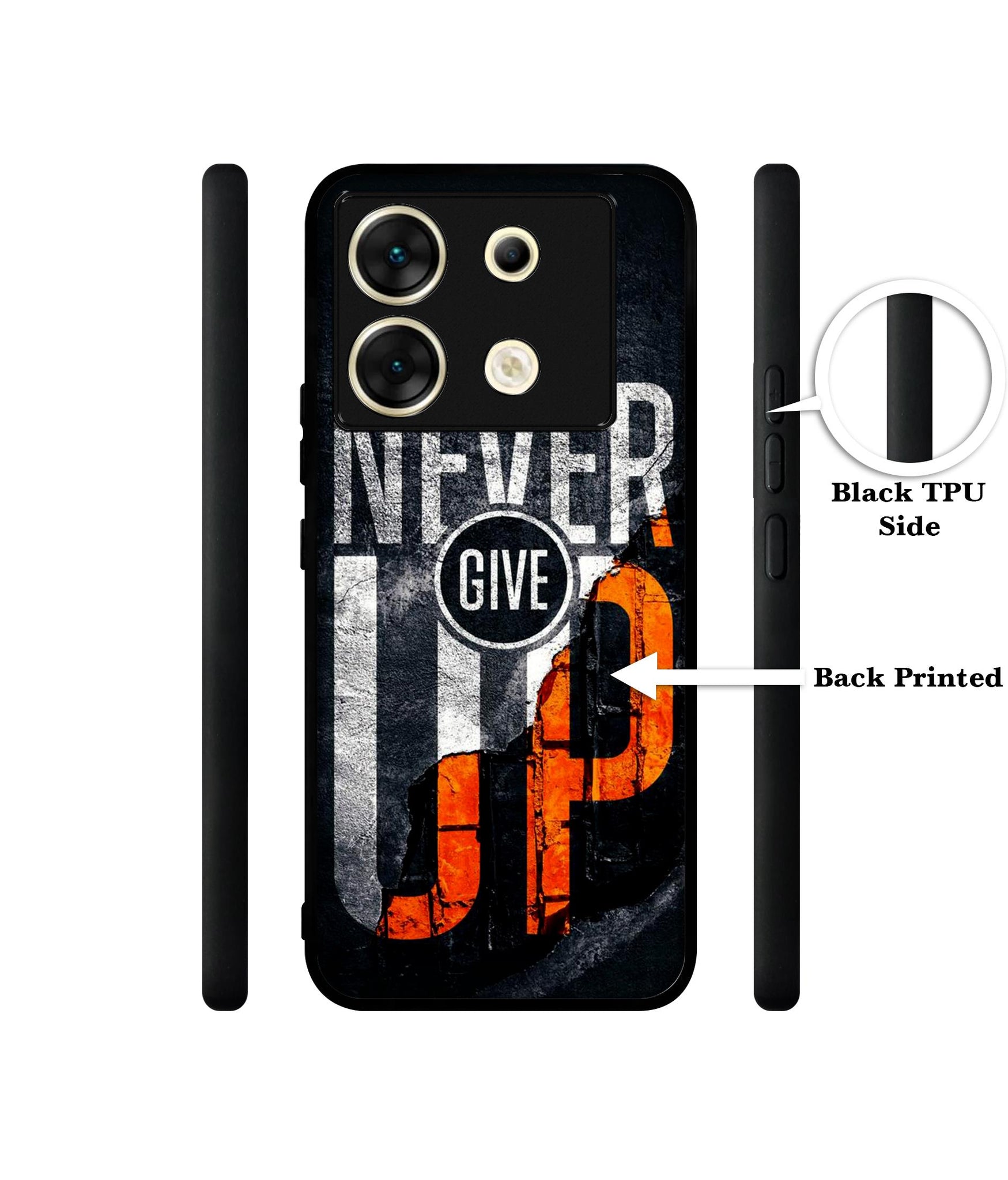 Never Give Up Designer 2D Printed Back Case Cover for Infinix Zero 30 5G