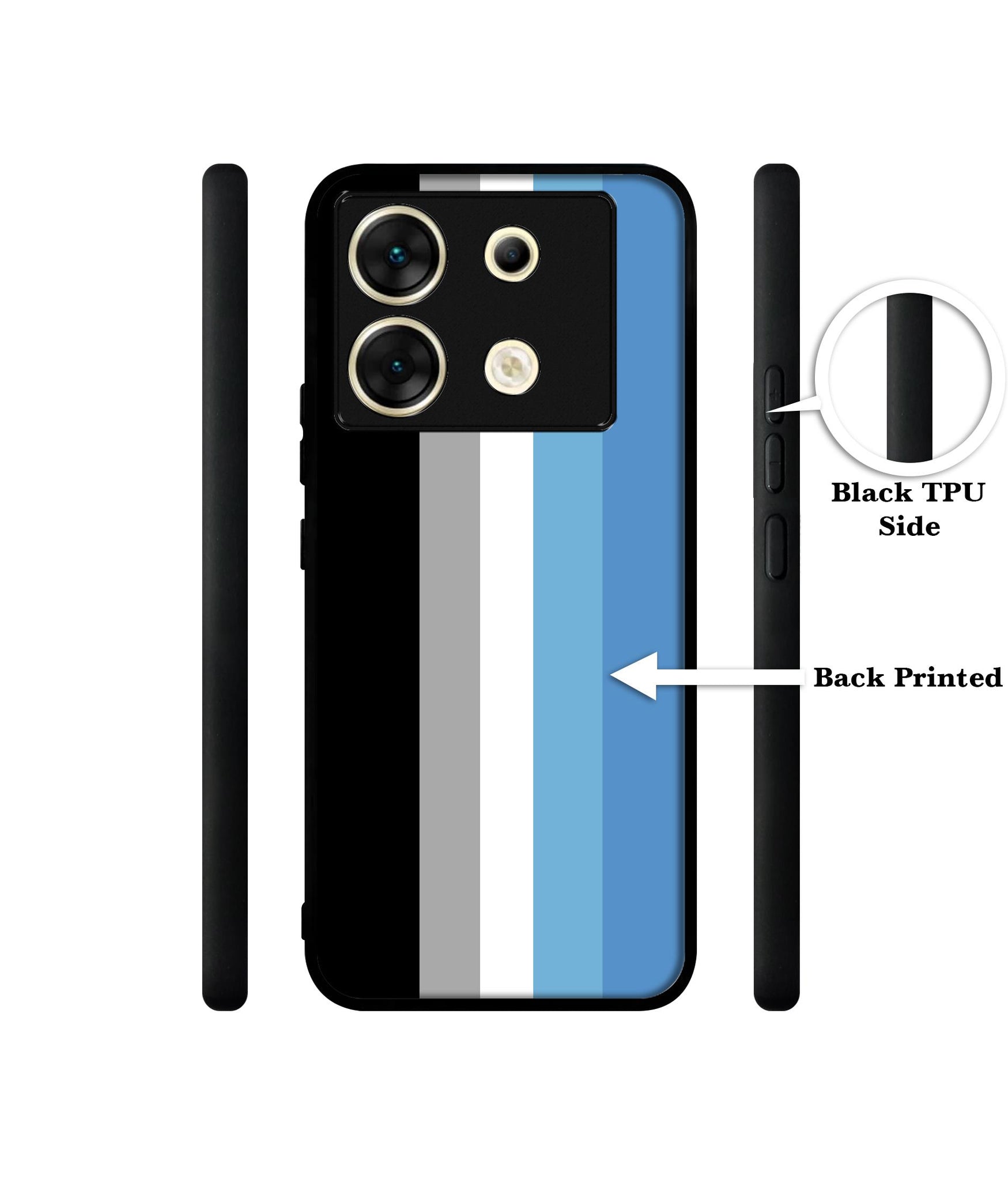 White and Blue Lines Designer 2D Printed Back Case Cover for Infinix Zero 30 5G