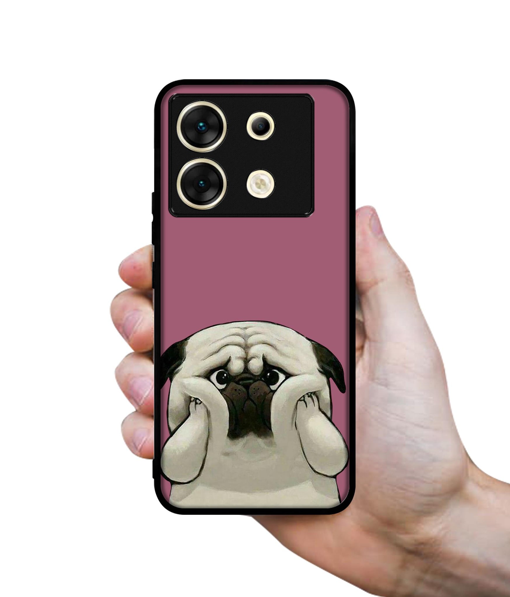 Cute Pug Holding Big Cheeks Designer 2D Printed Back Case Cover for Infinix Zero 30 5G