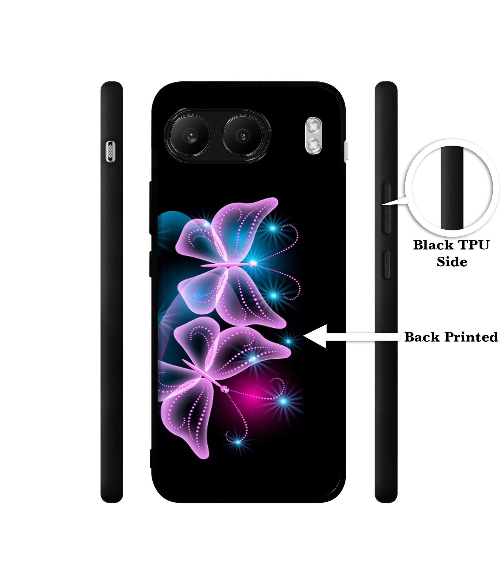 Butterflies Neon Light Designer 2D Printed Back Case Cover for OnePlus Nord 4 5G