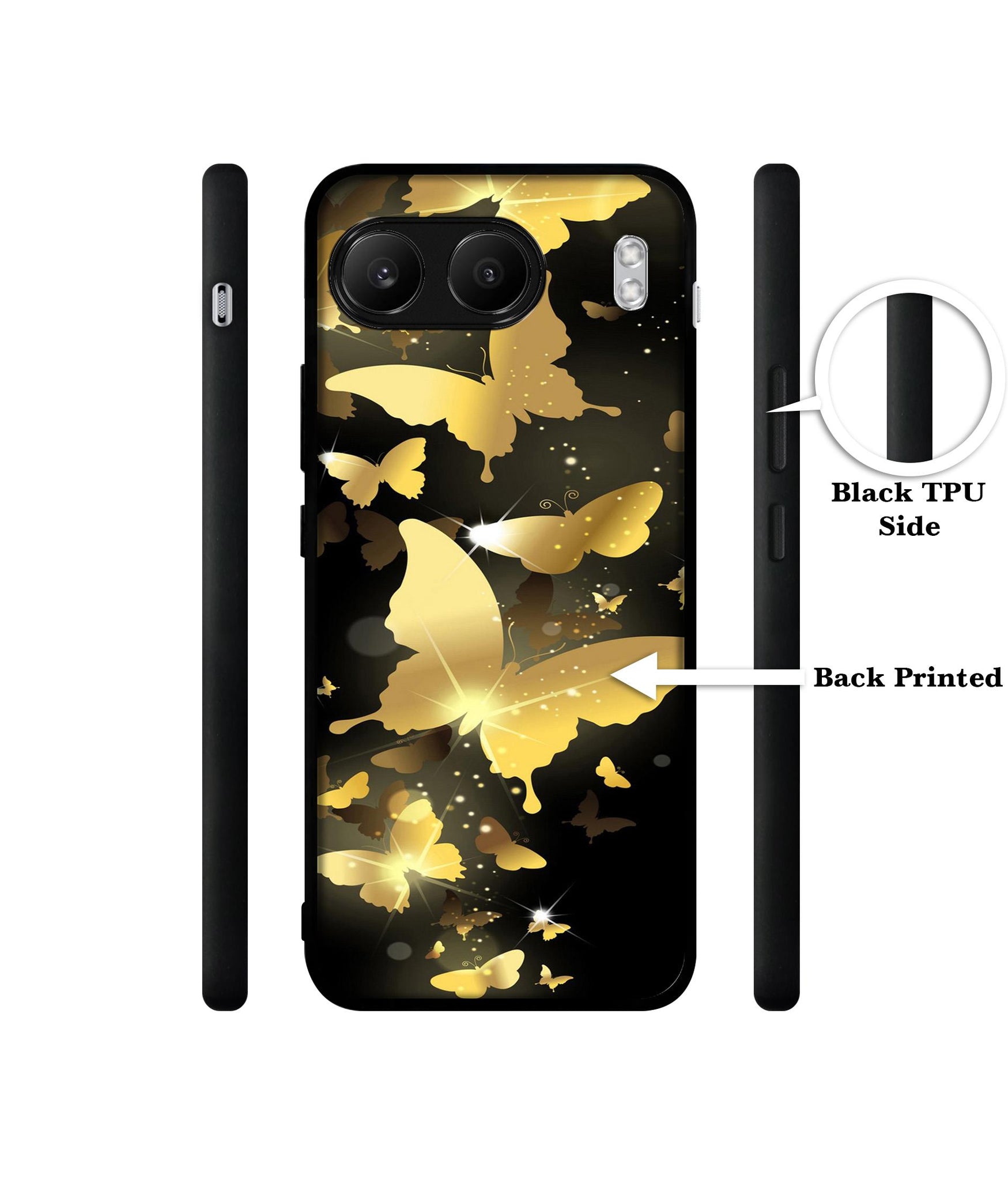 Golden Butterfly Pattern Designer 2D Printed Back Case Cover for OnePlus Nord 4 5G