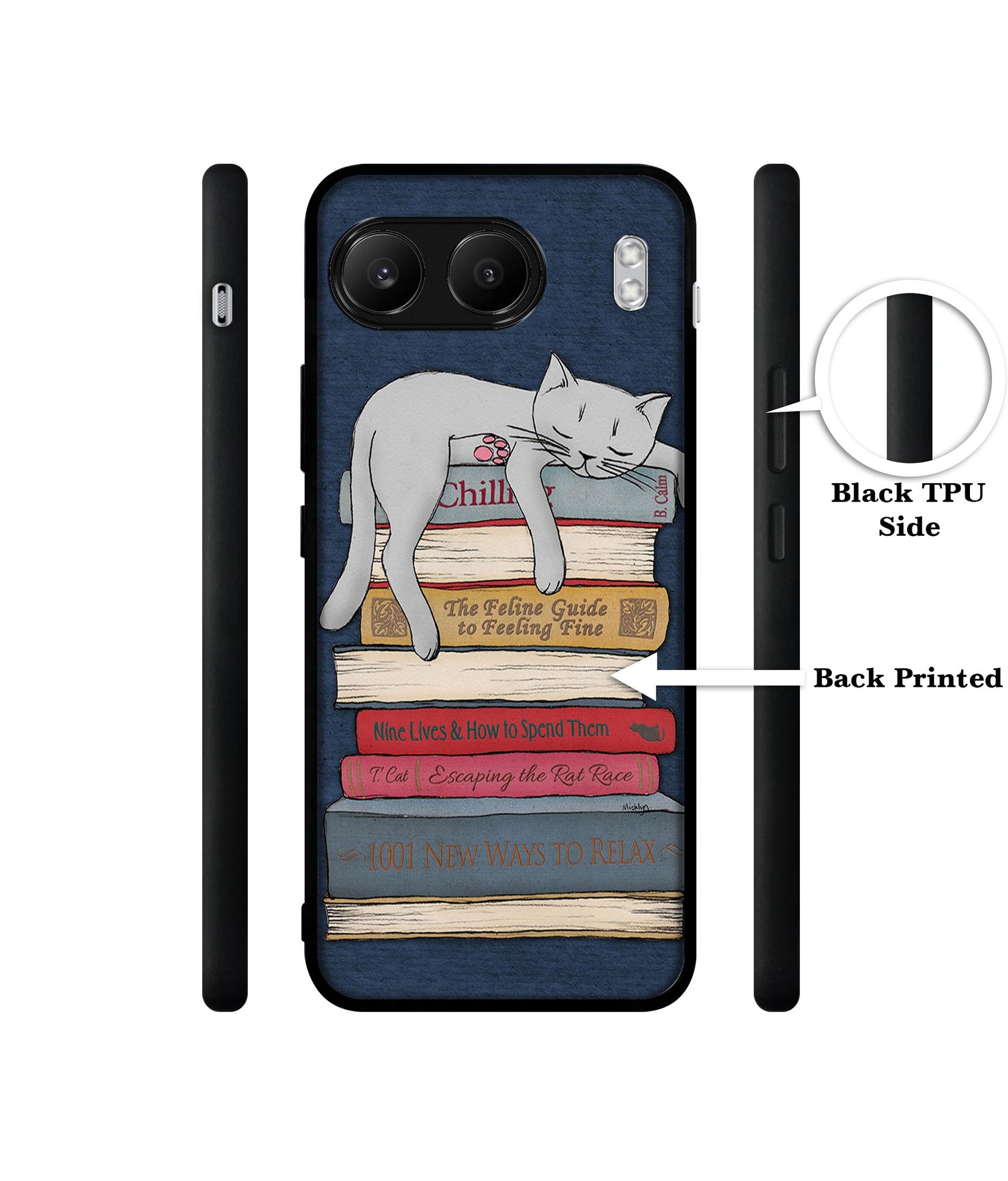 Cat Sleeping On The Books Designer 2D Printed Back Case Cover for OnePlus Nord 4 5G