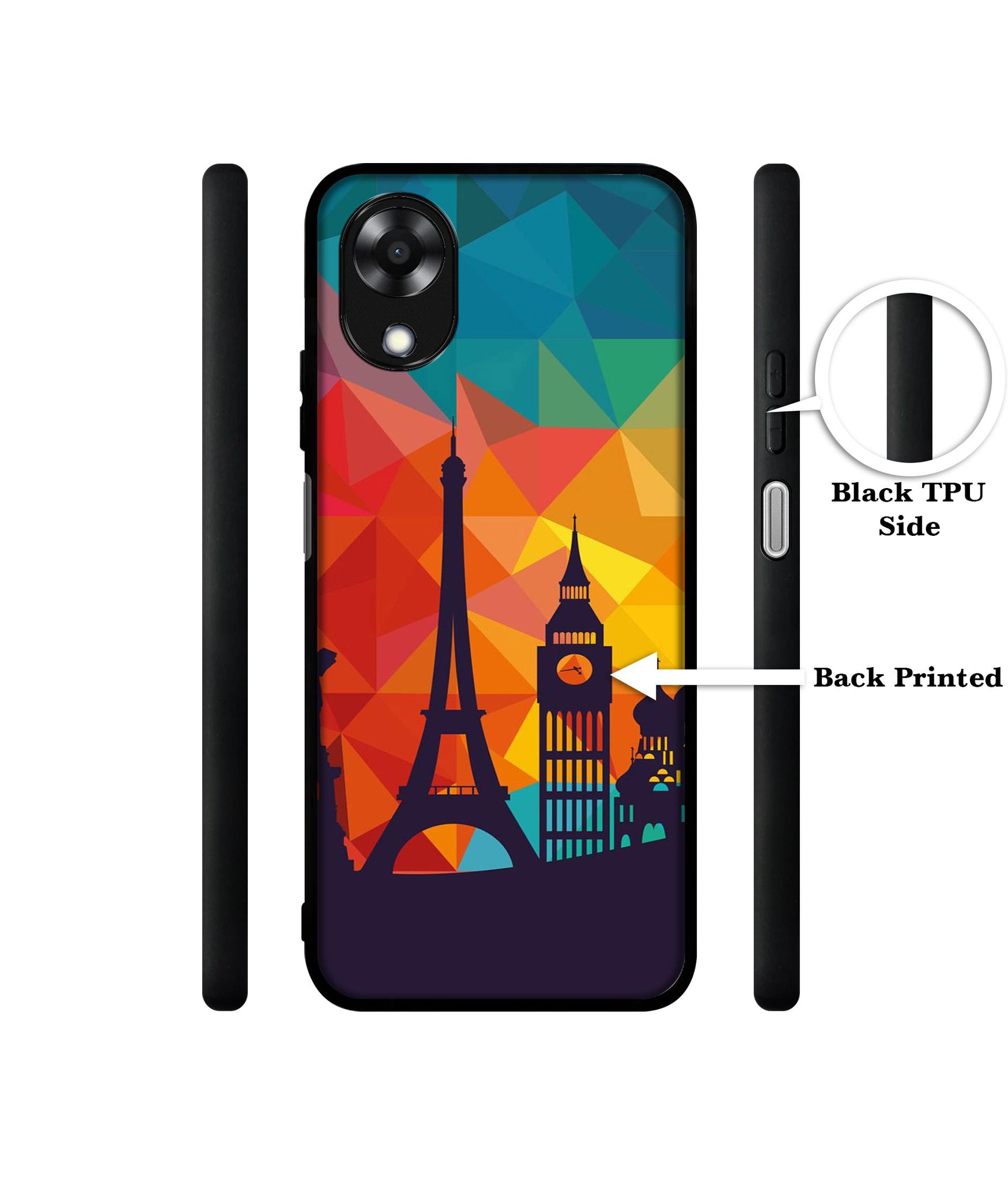 Colored Paris Designer 2D Printed Back Case Cover for Oppo A17K 4G