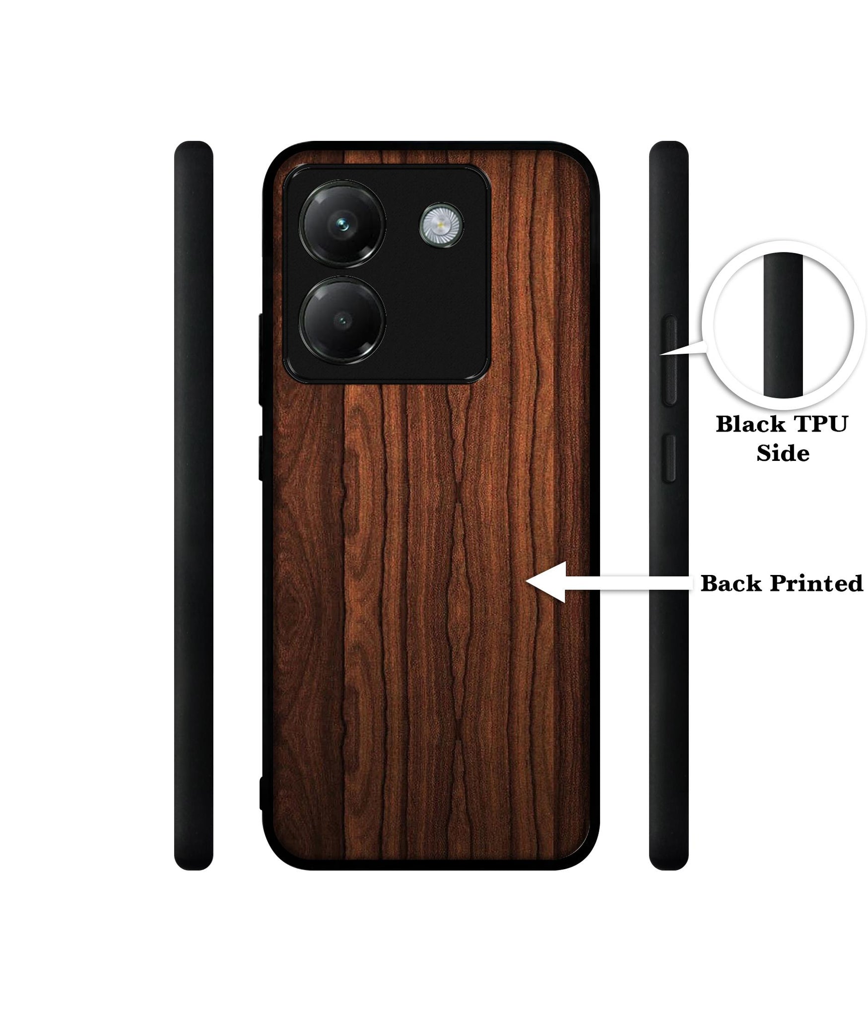 Brown Wooden Texture Designer 2D Printed Back Case Cover for Poco M7 Pro 5G