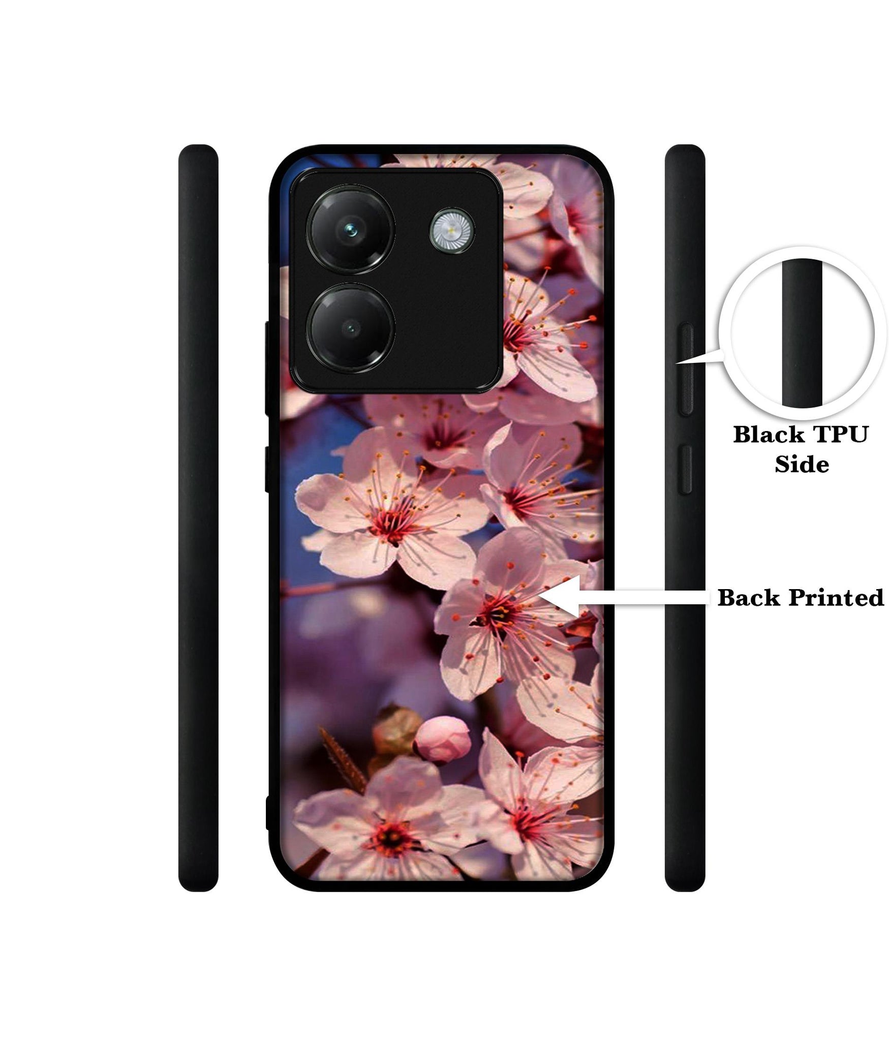 Pink Flowers Pattern Designer 2D Printed Back Case Cover for Poco M7 Pro 5G