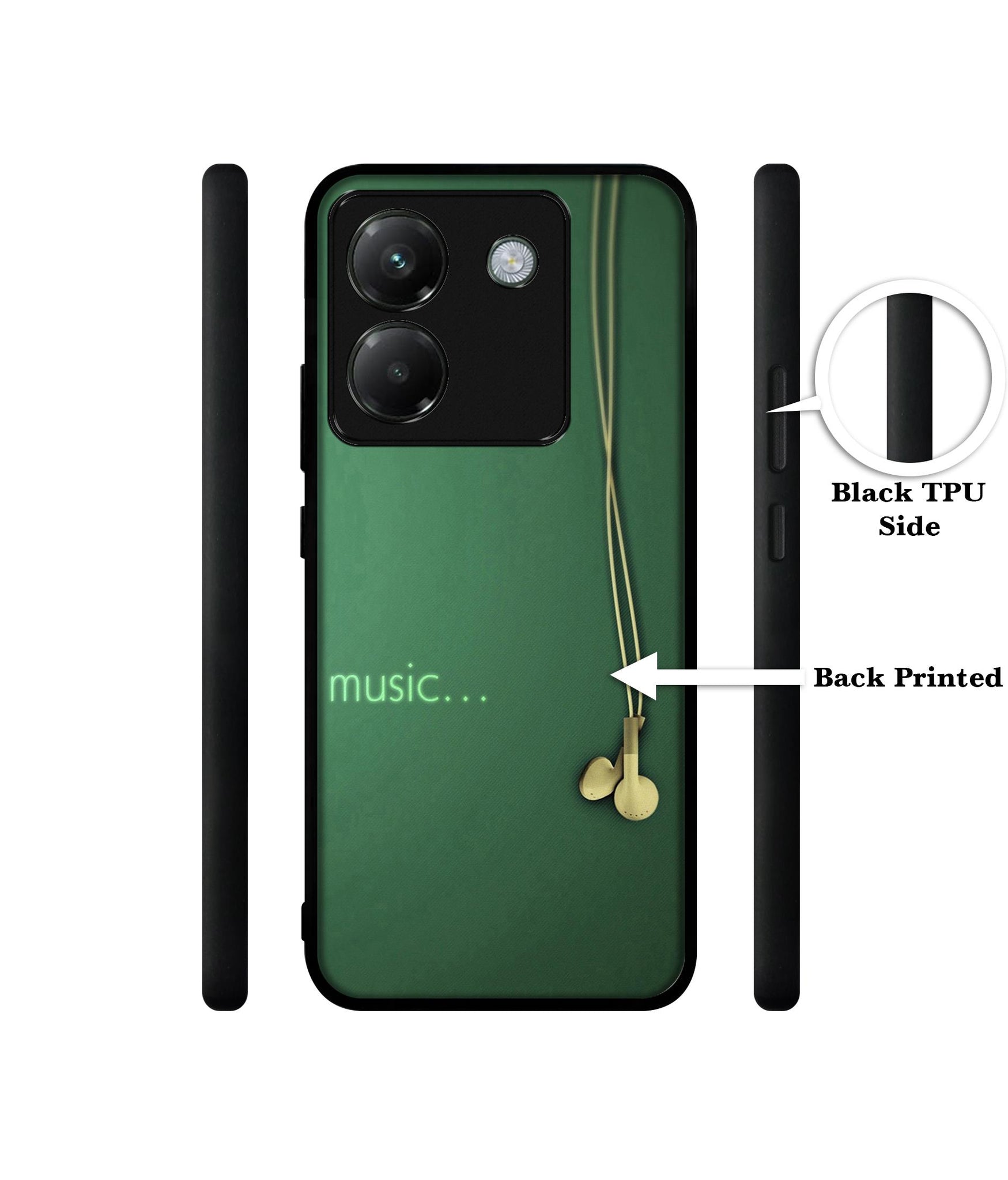 Headphone Music Designer 2D Printed Back Case Cover for Poco M7 Pro 5G