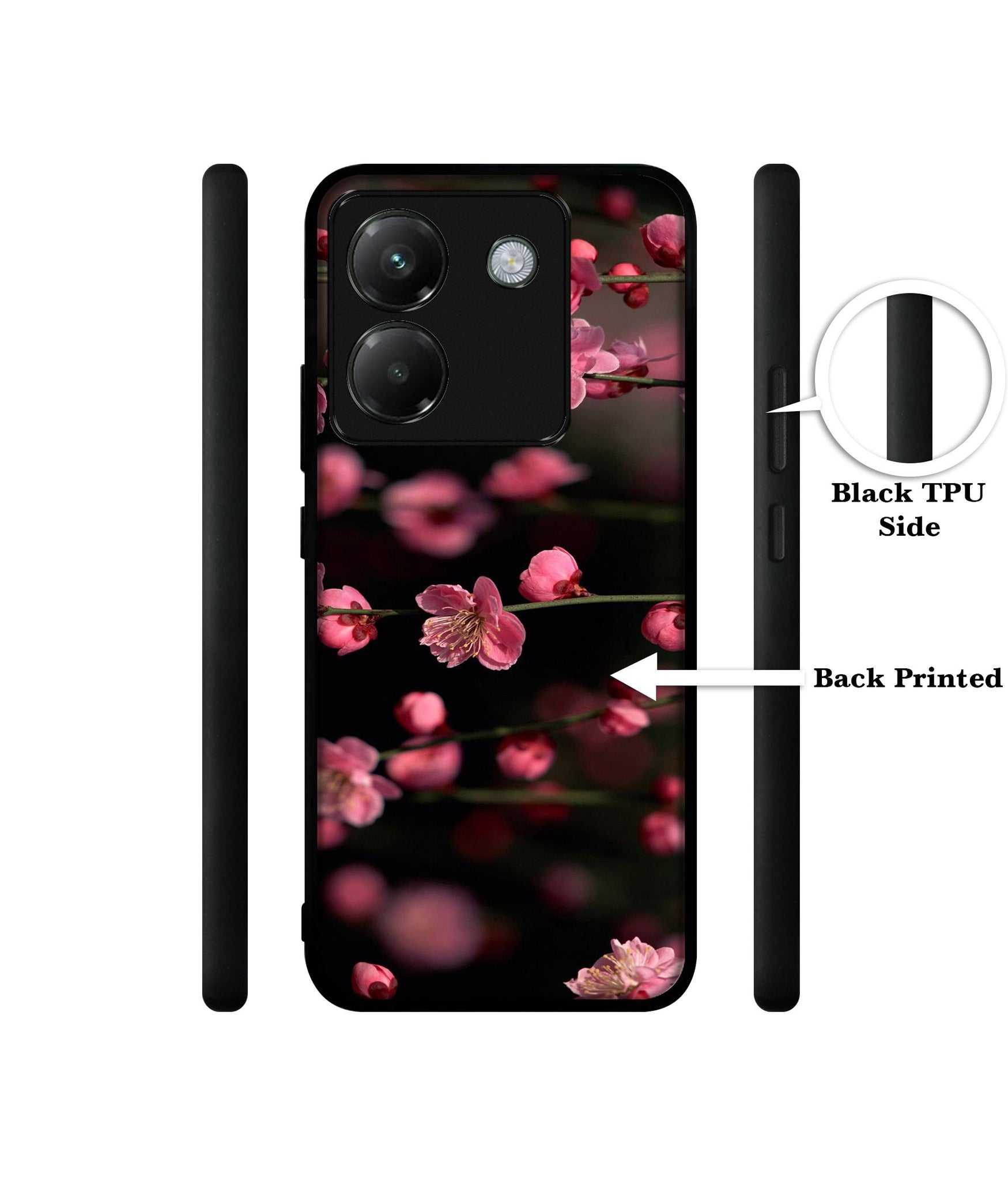 Pink Flowers Designer 2D Printed Back Case Cover for Poco M7 Pro 5G