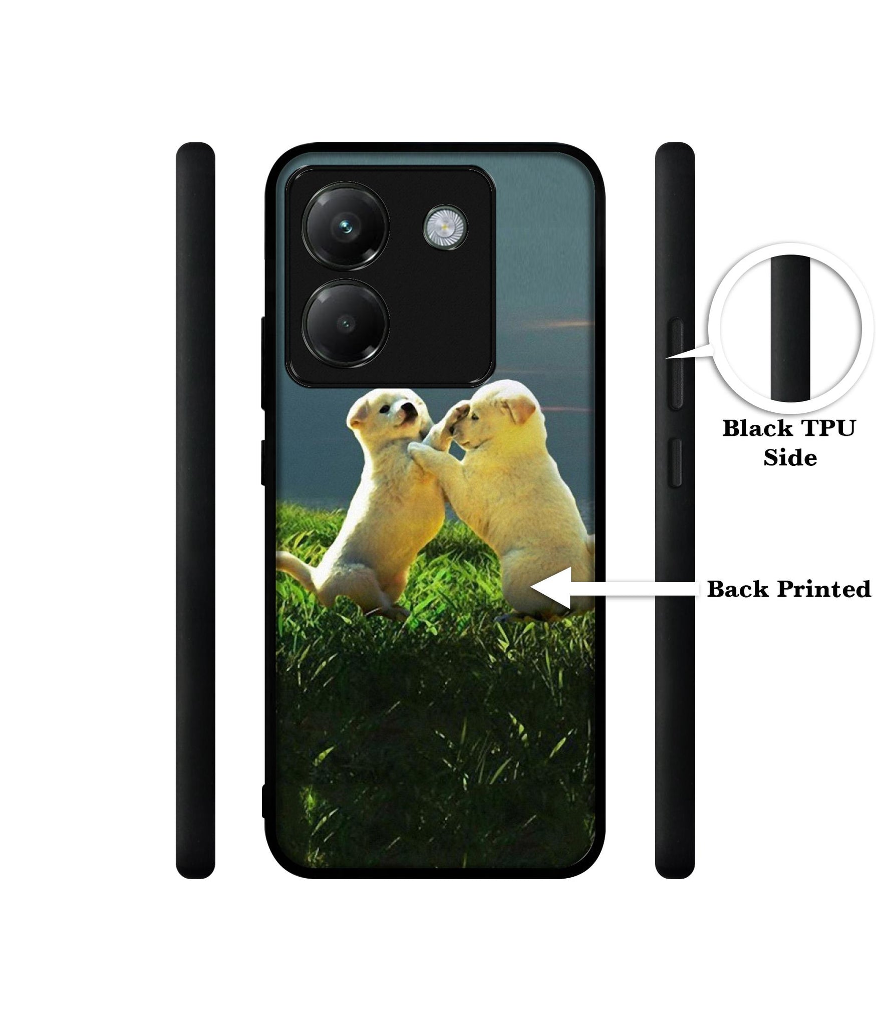 Puppy Couple Sunset Designer 2D Printed Back Case Cover for Poco M7 Pro 5G