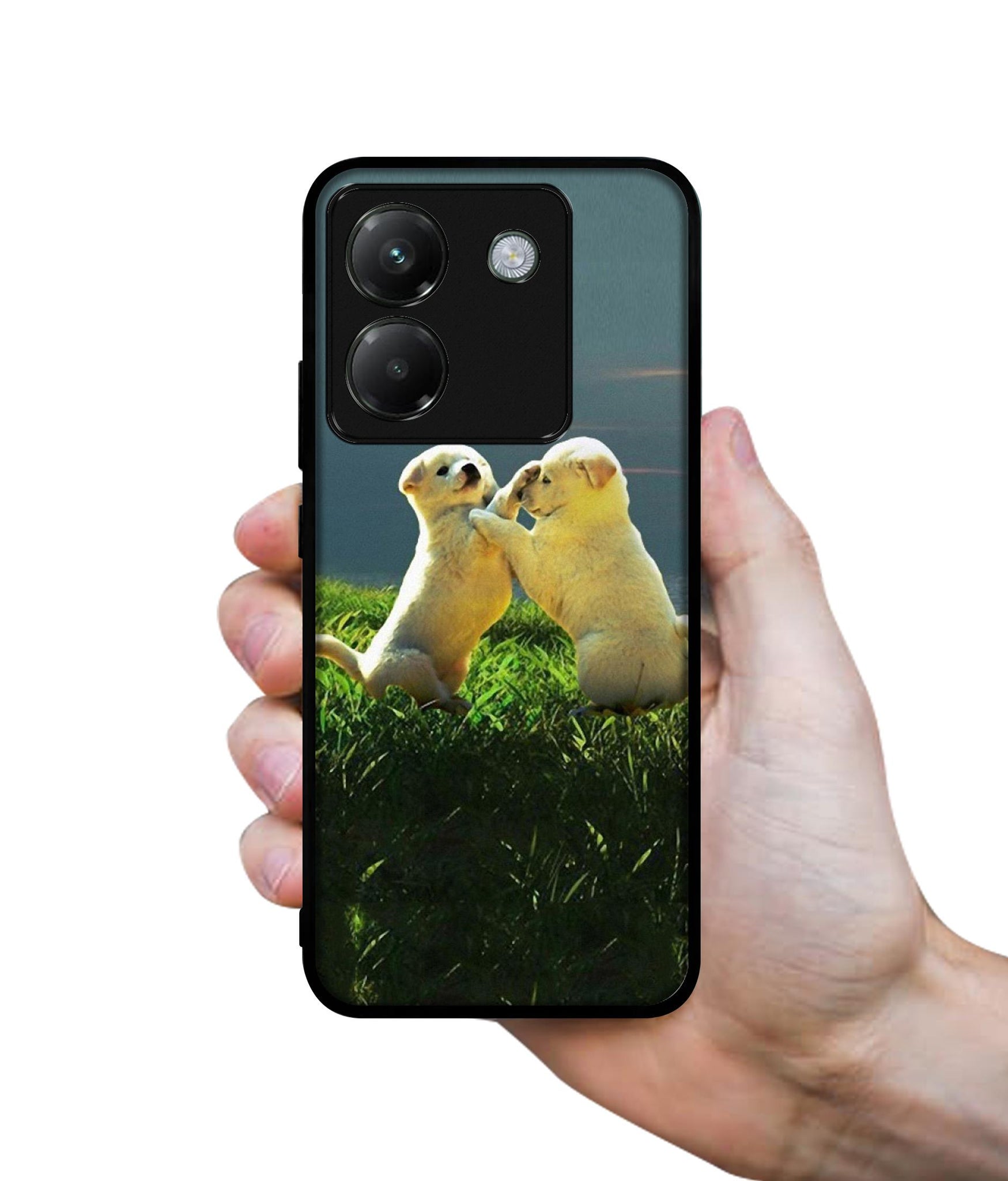 Puppy Couple Sunset Designer 2D Printed Back Case Cover for Poco M7 Pro 5G