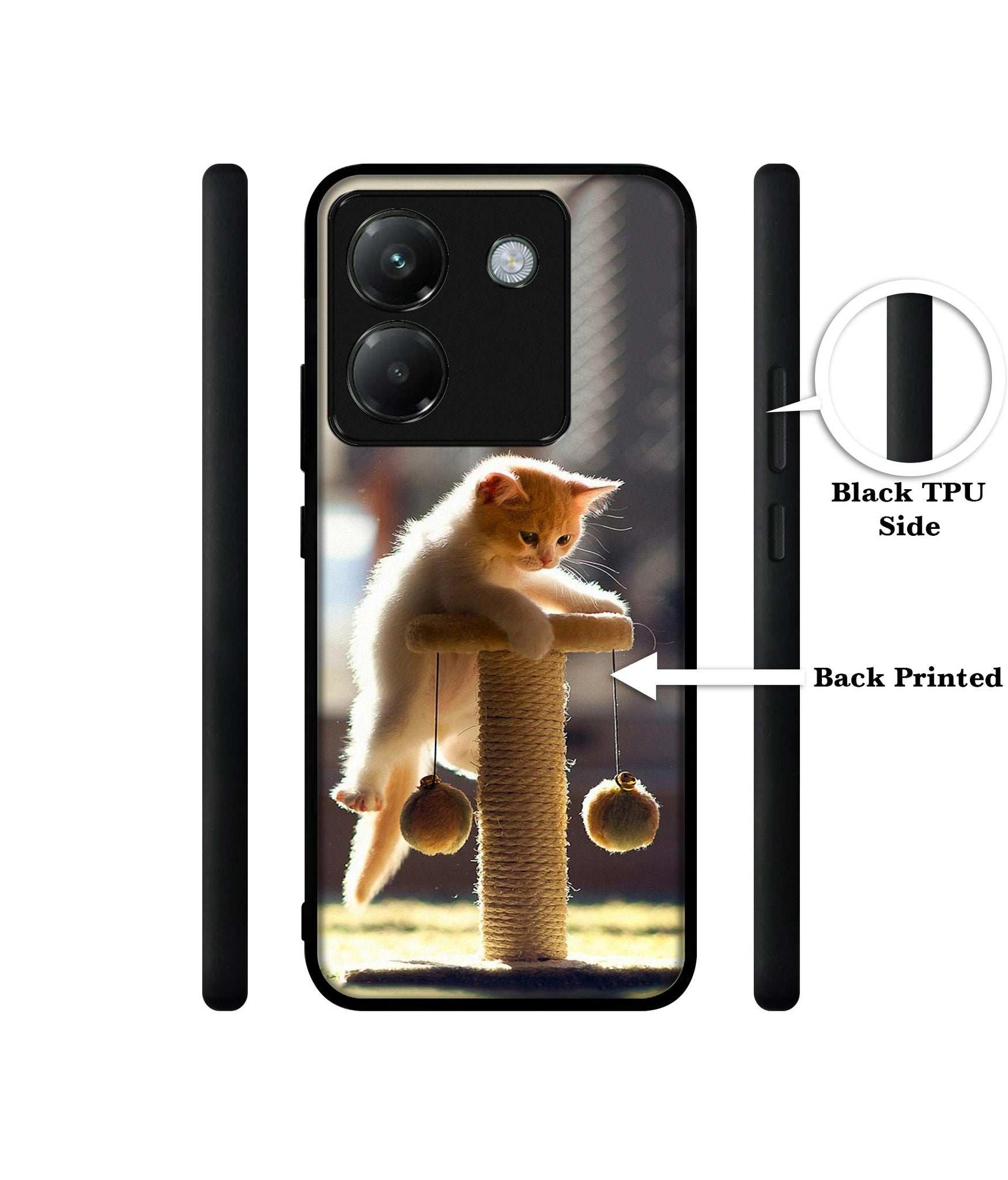 Cat Climbing Designer 2D Printed Back Case Cover for Poco M7 Pro 5G