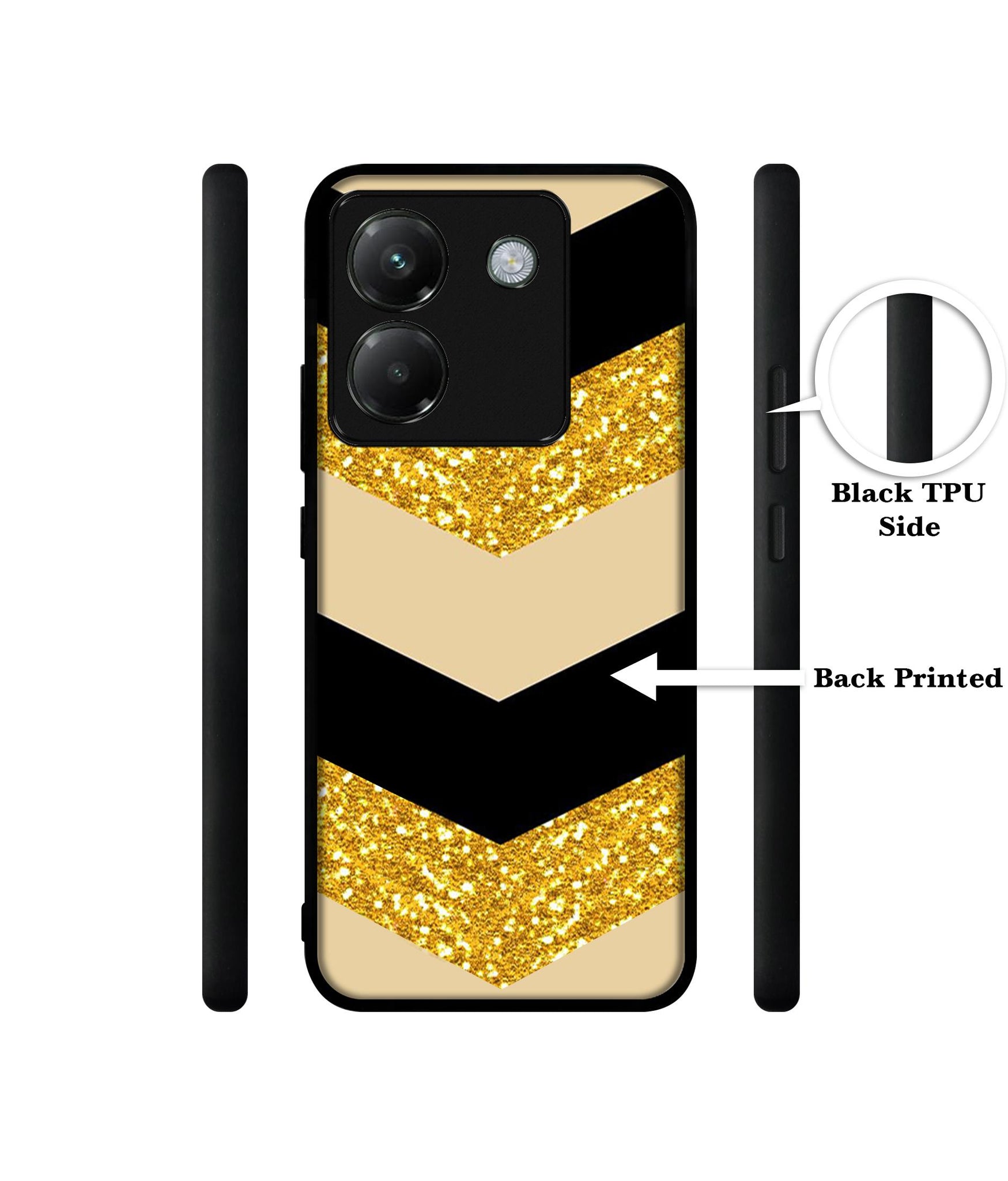 Black & Gold Designer 2D Printed Back Case Cover for Poco M7 Pro 5G