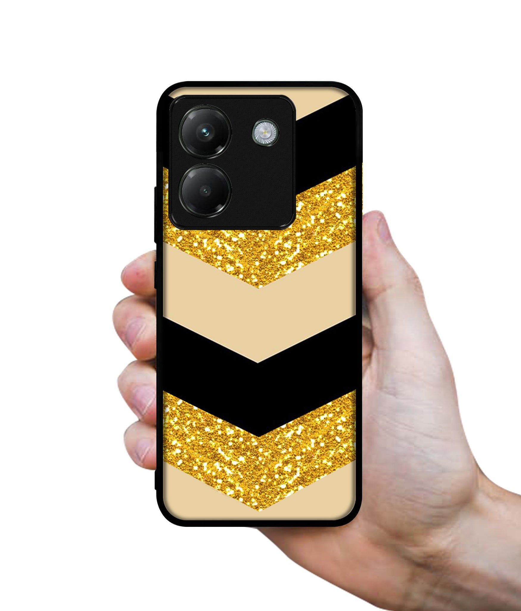 Black & Gold Designer 2D Printed Back Case Cover for Poco M7 Pro 5G