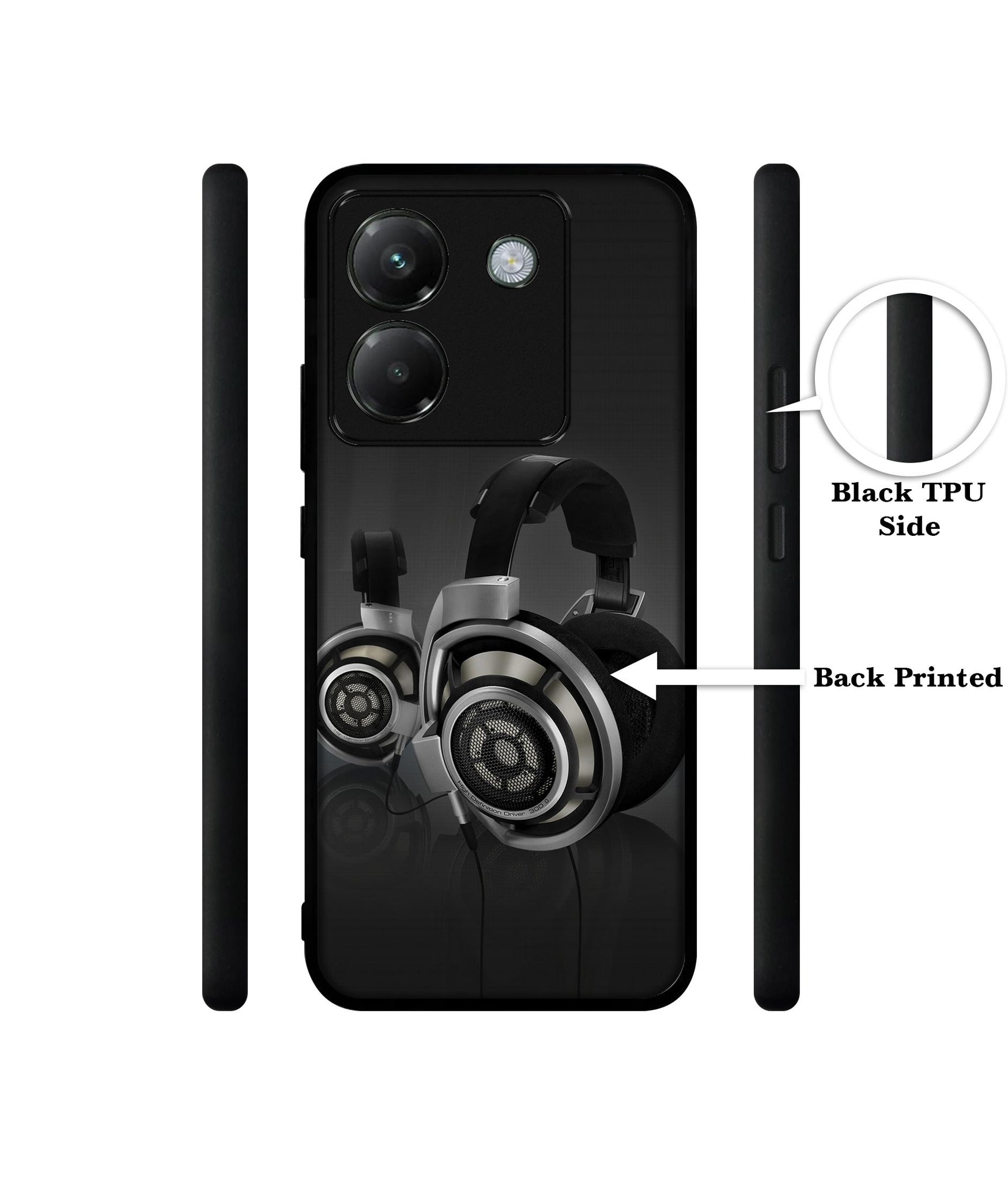 Head Phone Designer 2D Printed Back Case Cover for Poco M7 Pro 5G