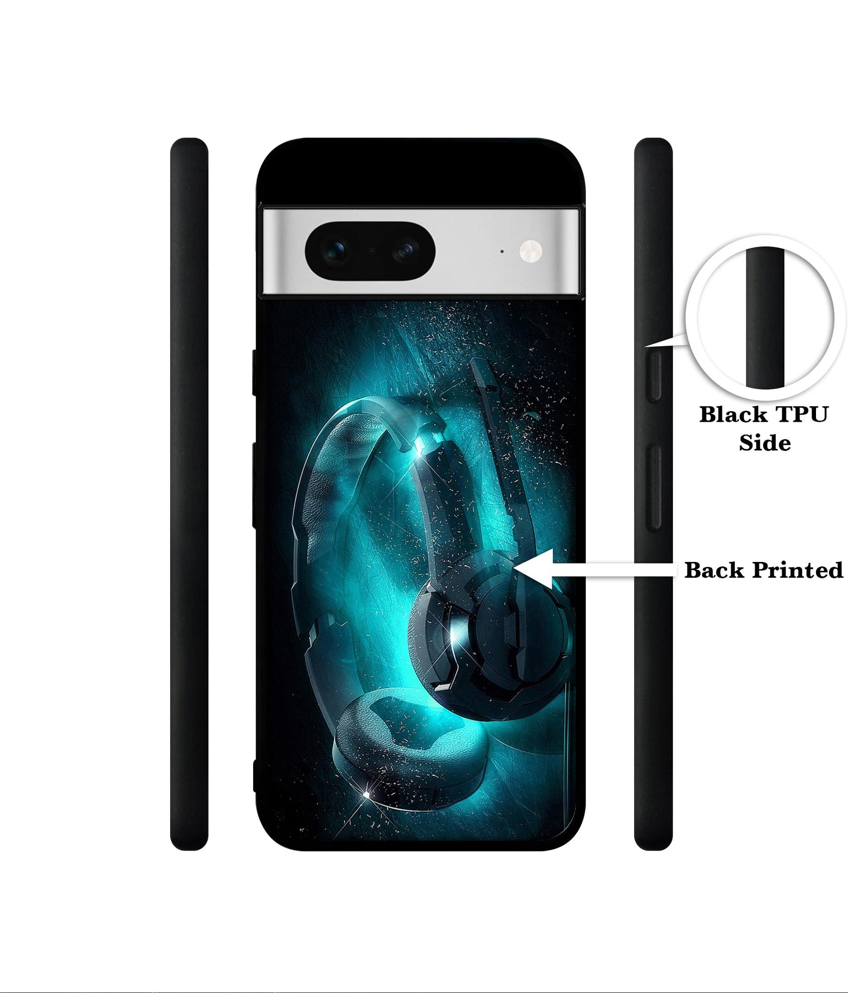 Cool Headphone Designer 2D Printed Back Case Cover for Google Pixel 7 5G
