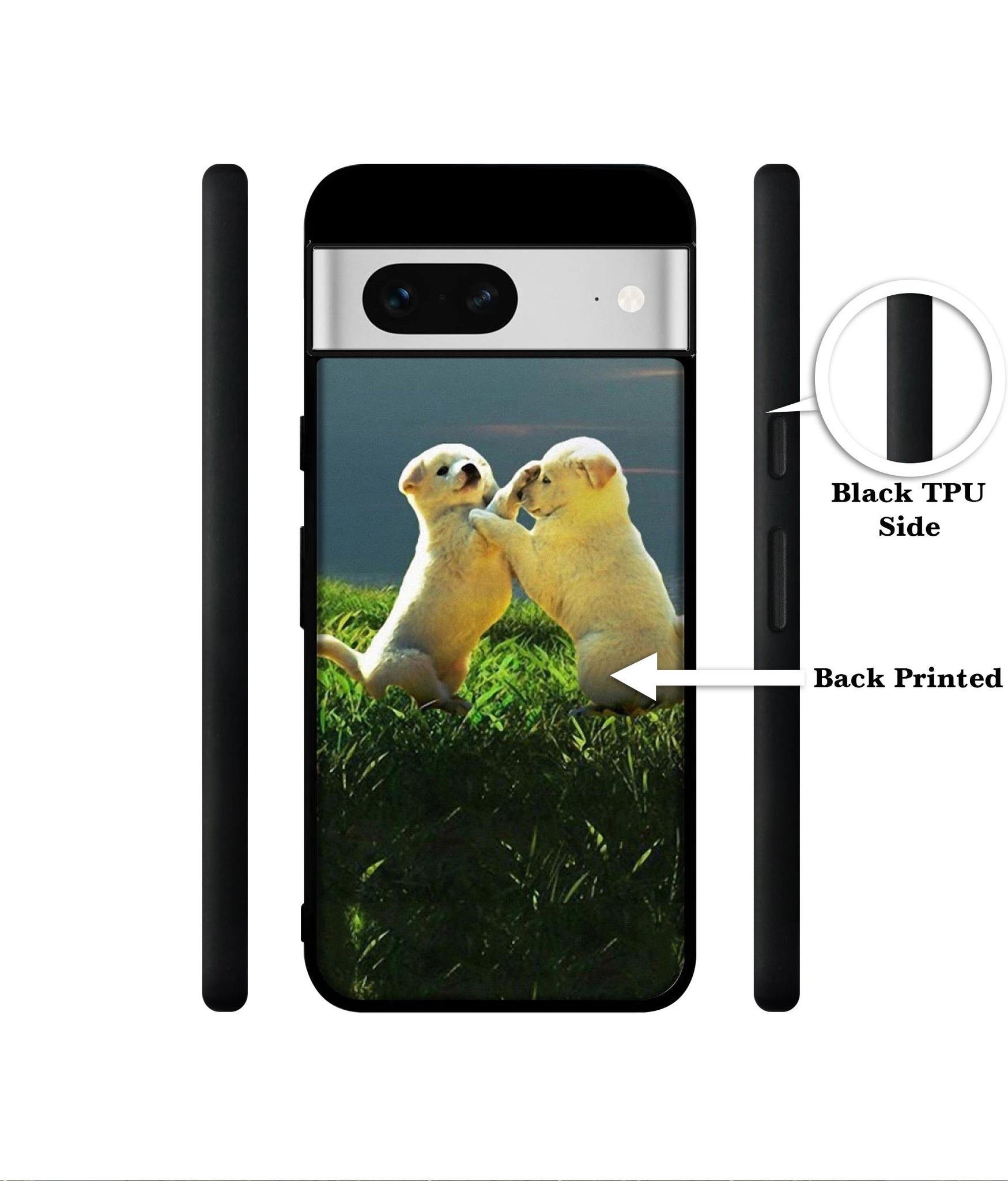 Puppy Couple Sunset Designer 2D Printed Back Case Cover for Google Pixel 7 5G