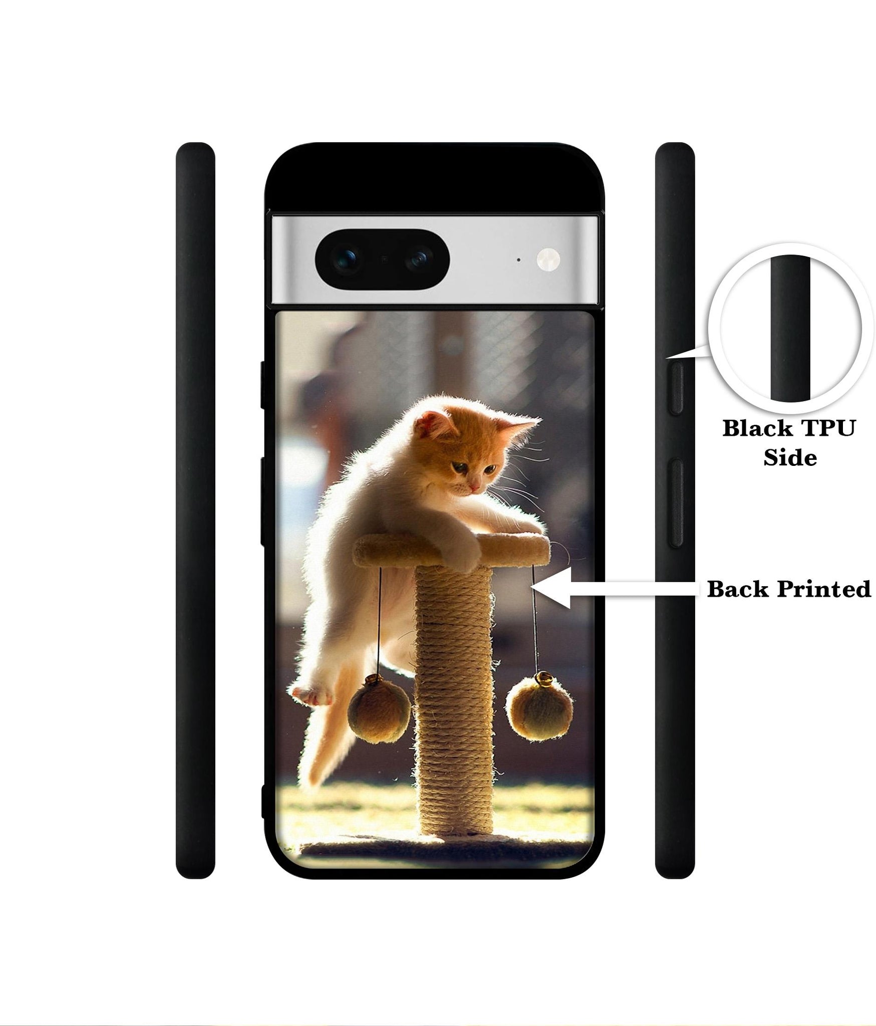 Cat Climbing Designer 2D Printed Back Case Cover for Google Pixel 7 5G