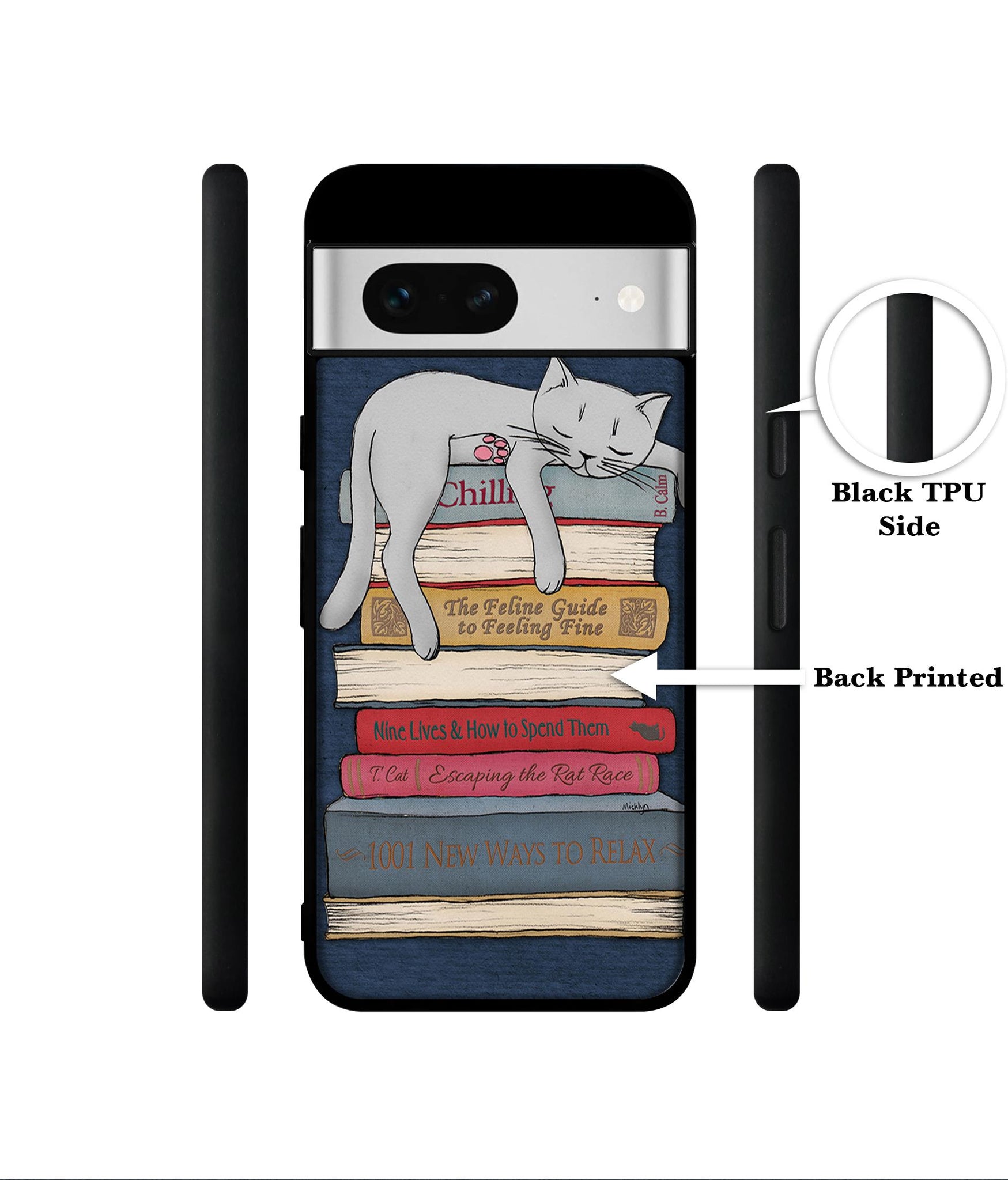 Cat Sleeping On The Books Designer 2D Printed Back Case Cover for Google Pixel 7 5G