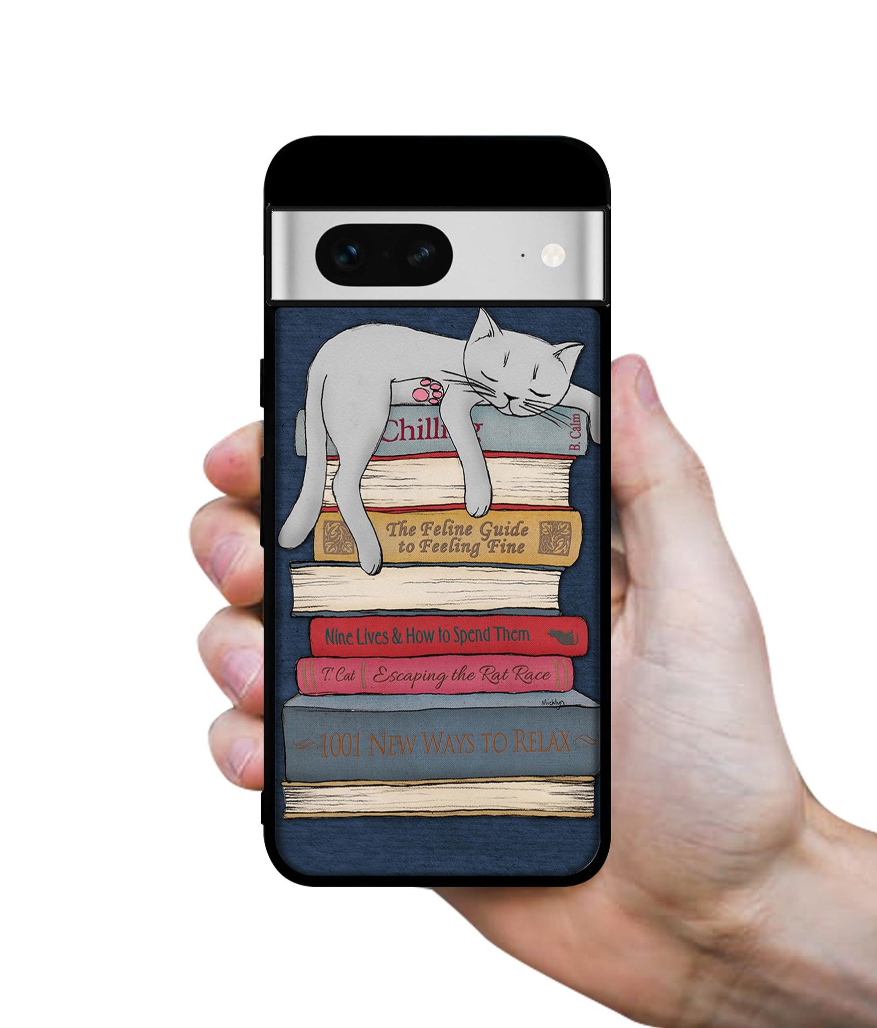 Cat Sleeping On The Books Designer 2D Printed Back Case Cover for Google Pixel 7 5G