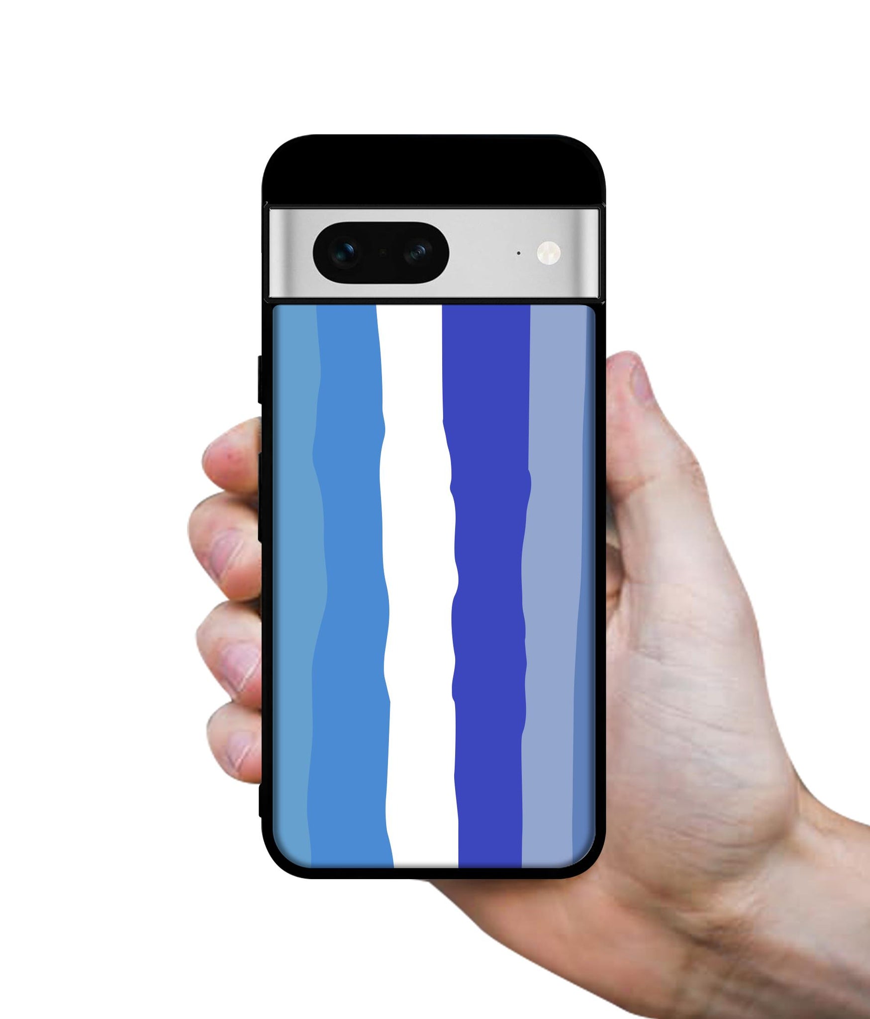 Blue Stripes Rainbow Designer 2D Printed Back Case Cover for Google Pixel 7 5G