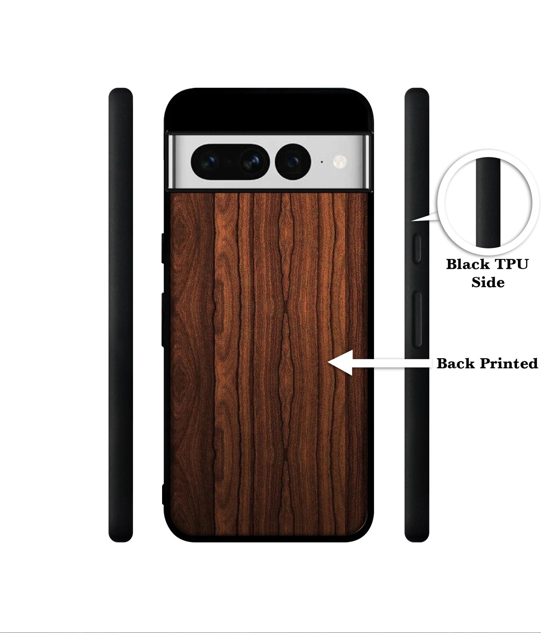 Brown Wooden Texture Designer 2D Printed Back Case Cover for Google Pixel 7 Pro 5G