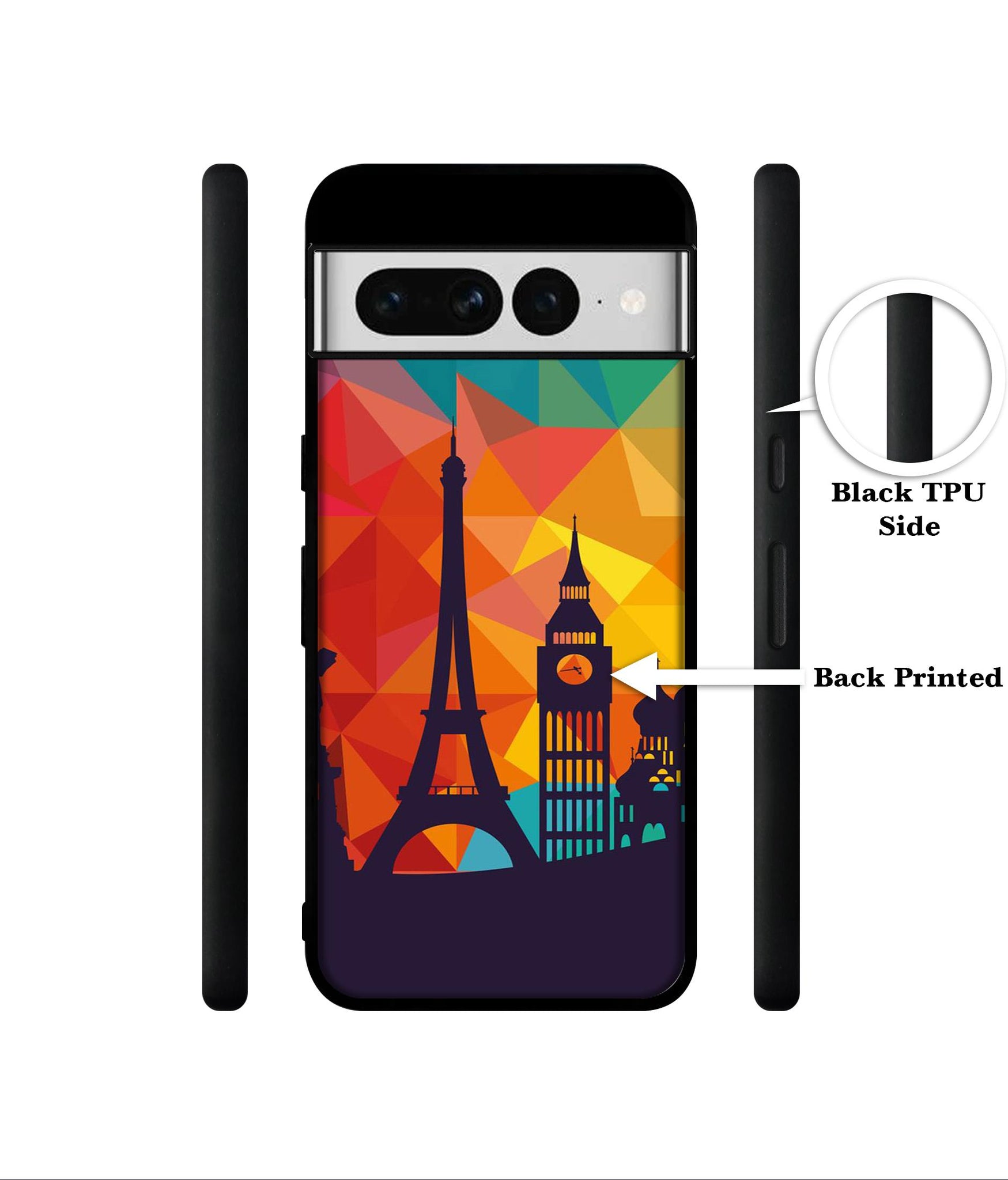 Colored Paris Designer 2D Printed Back Case Cover for Google Pixel 7 Pro 5G