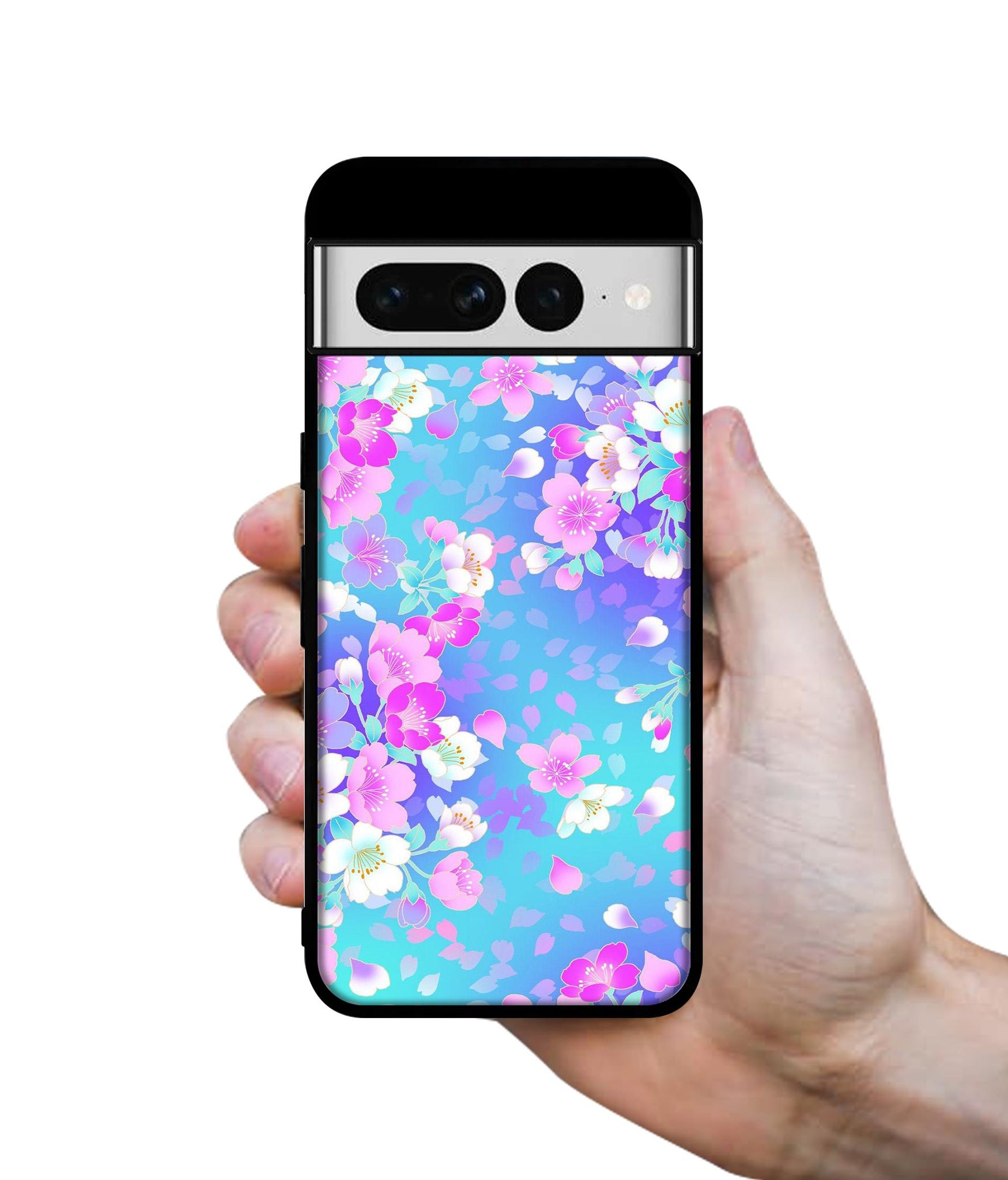 Floral Blue Pattern Designer 2D Printed Back Case Cover for Google Pixel 7 Pro 5G