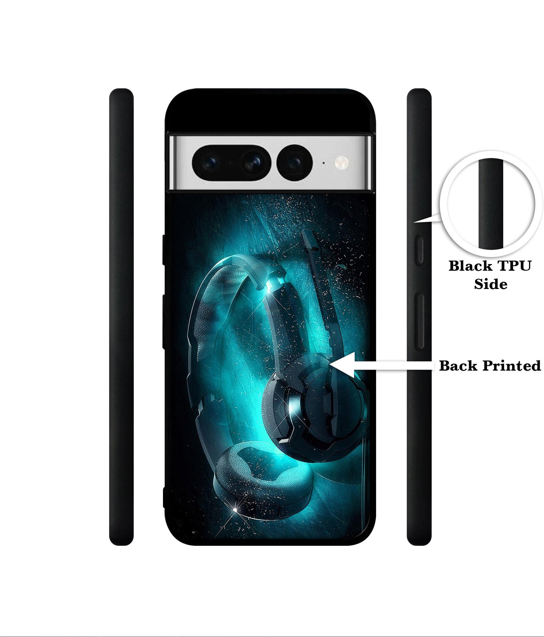 Cool Headphone Designer 2D Printed Back Case Cover for Google Pixel 7 Pro 5G