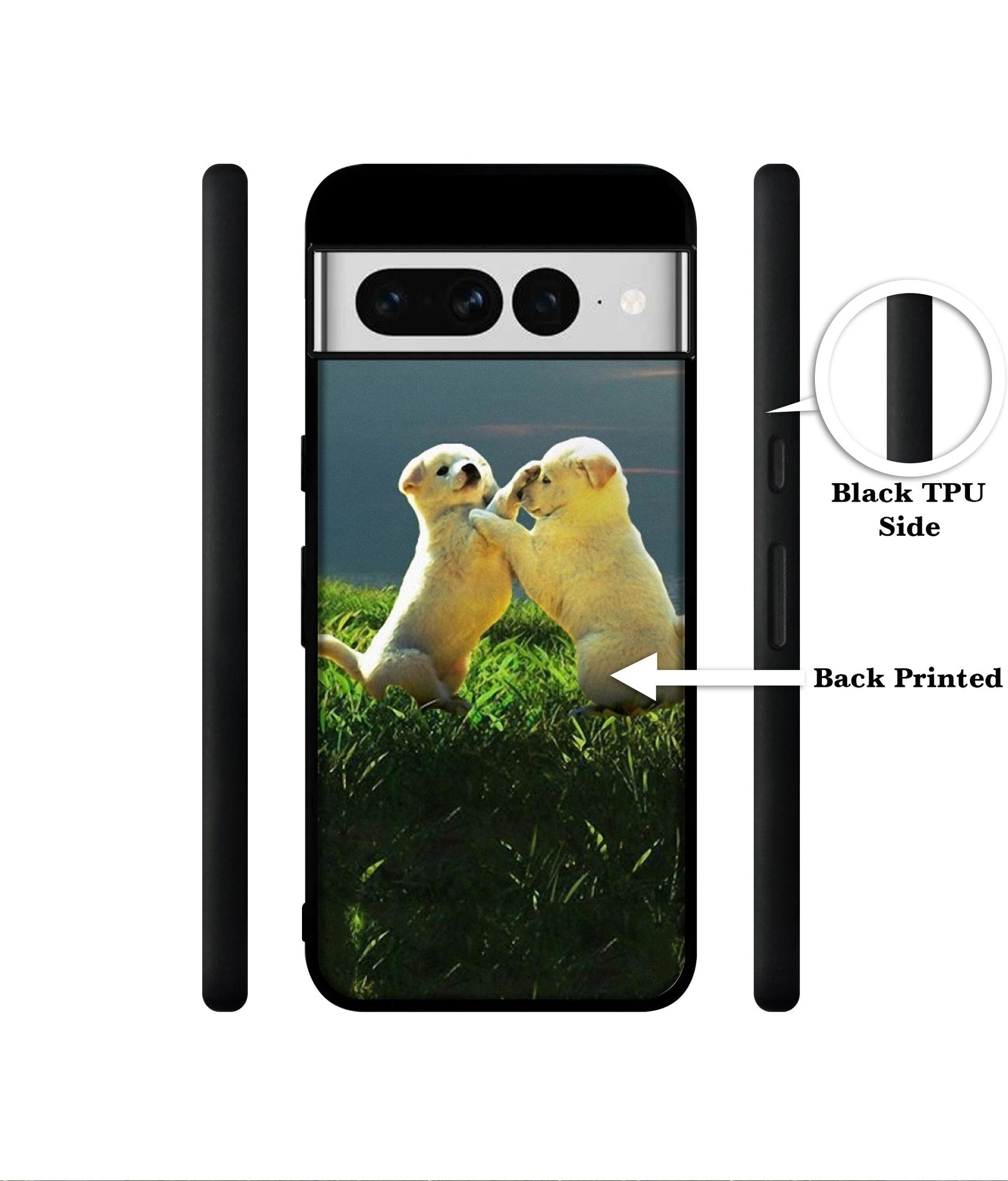 Puppy Couple Sunset Designer 2D Printed Back Case Cover for Google Pixel 7 Pro 5G