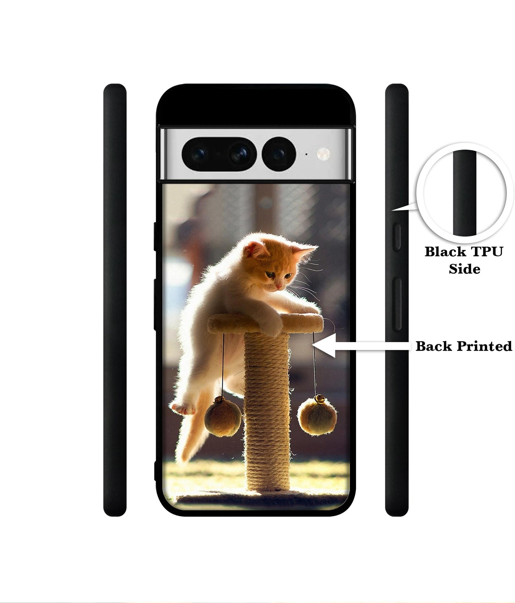 Cat Climbing Designer 2D Printed Back Case Cover for Google Pixel 7 Pro 5G