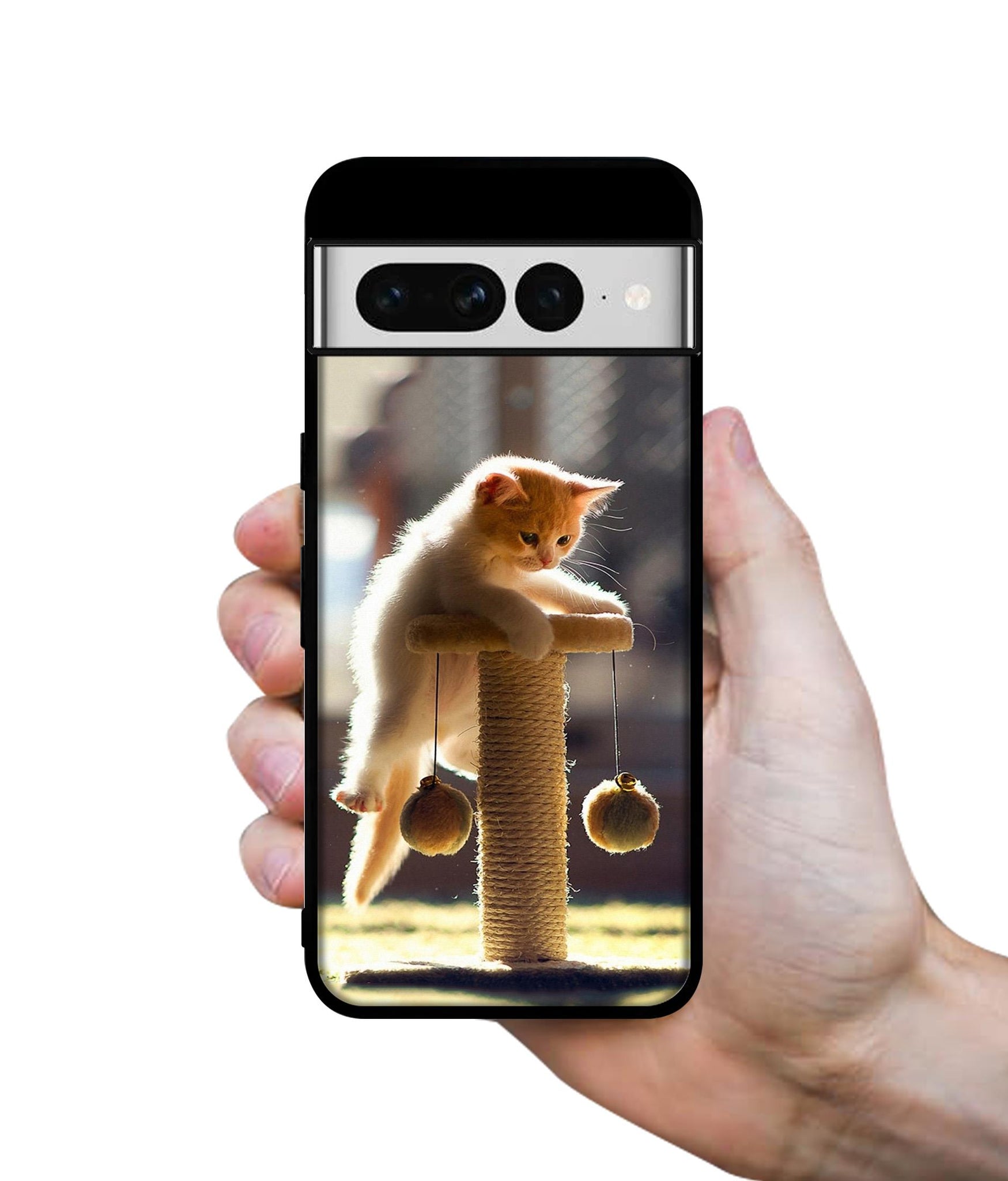 Cat Climbing Designer 2D Printed Back Case Cover for Google Pixel 7 Pro 5G