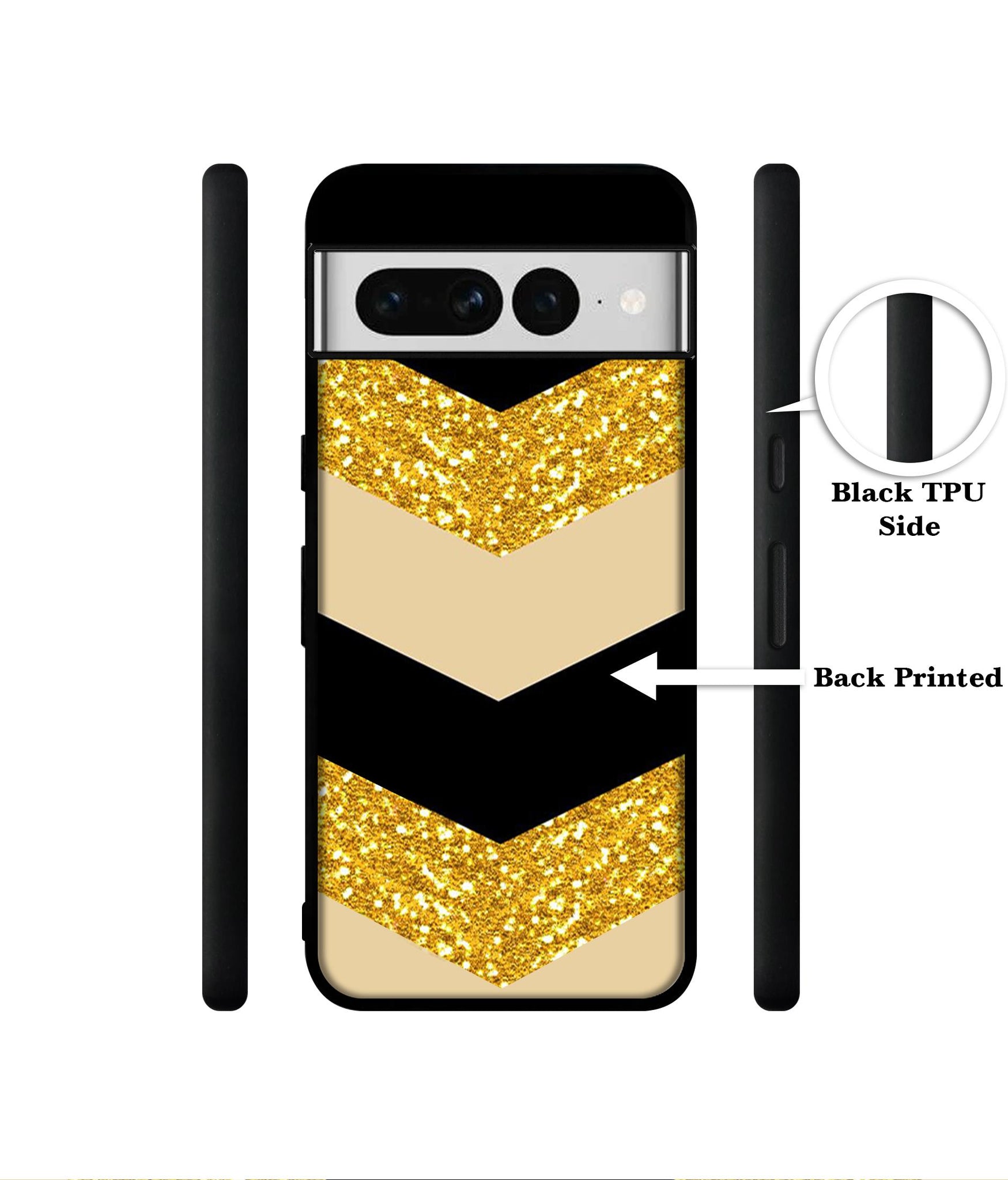 Black & Gold Designer 2D Printed Back Case Cover for Google Pixel 7 Pro 5G