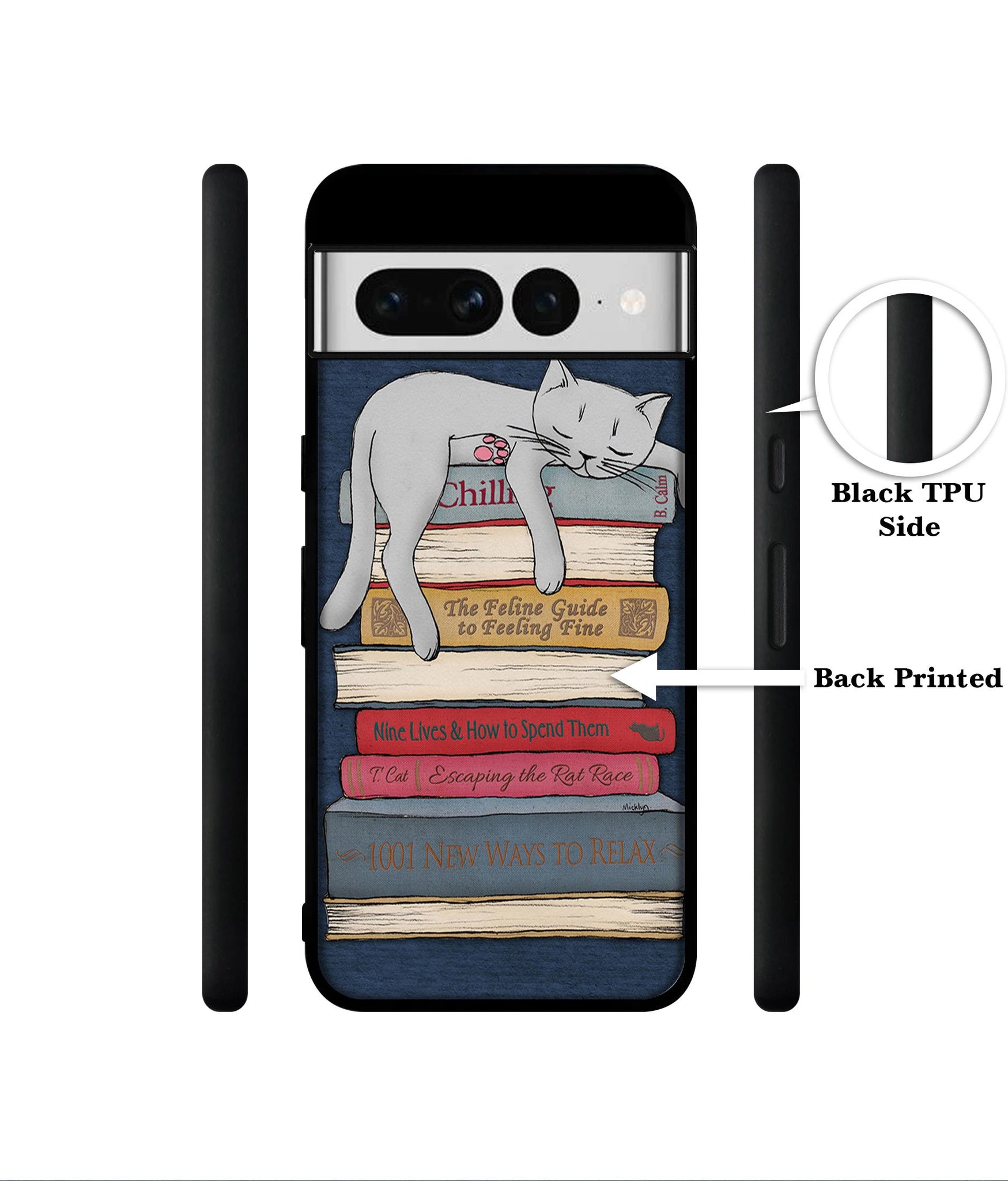 Cat Sleeping On The Books Designer 2D Printed Back Case Cover for Google Pixel 7 Pro 5G