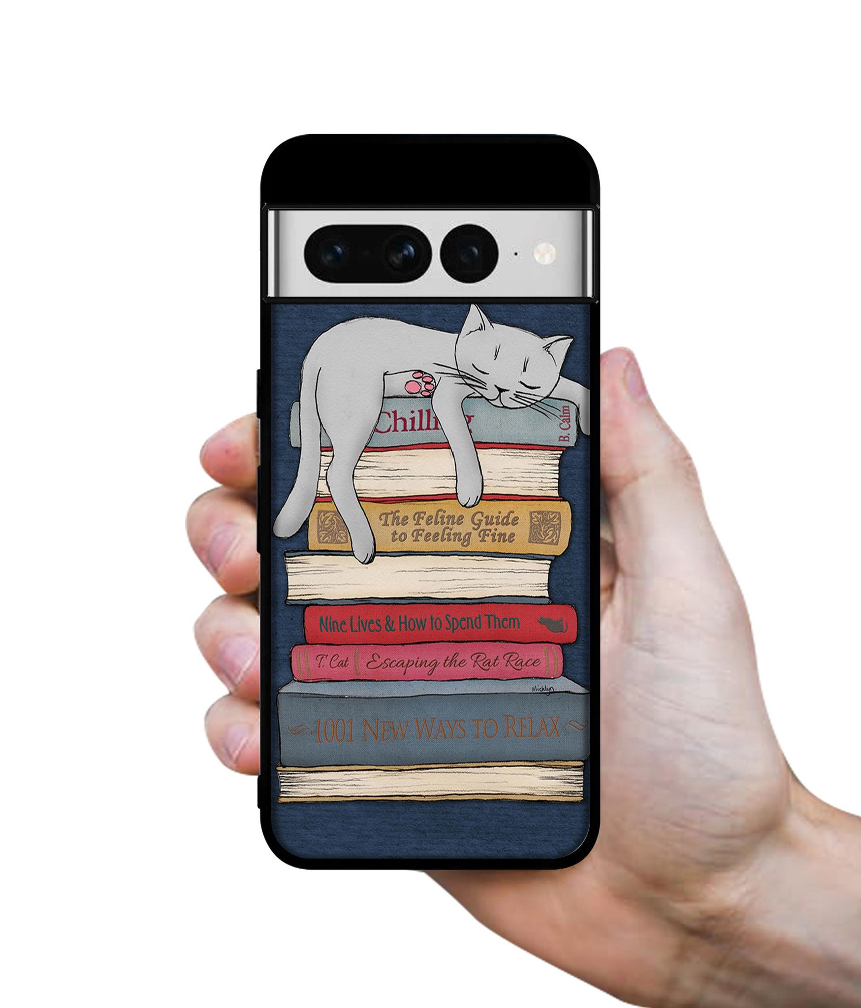 Cat Sleeping On The Books Designer 2D Printed Back Case Cover for Google Pixel 7 Pro 5G