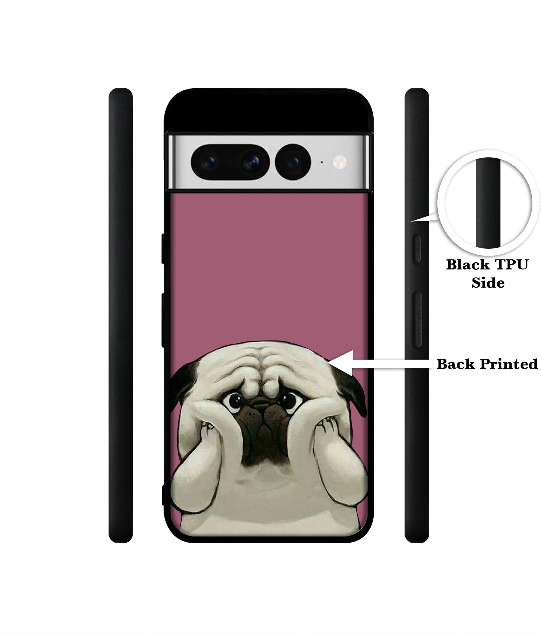 Cute Pug Holding Big Cheeks Designer 2D Printed Back Case Cover for Google Pixel 7 Pro 5G
