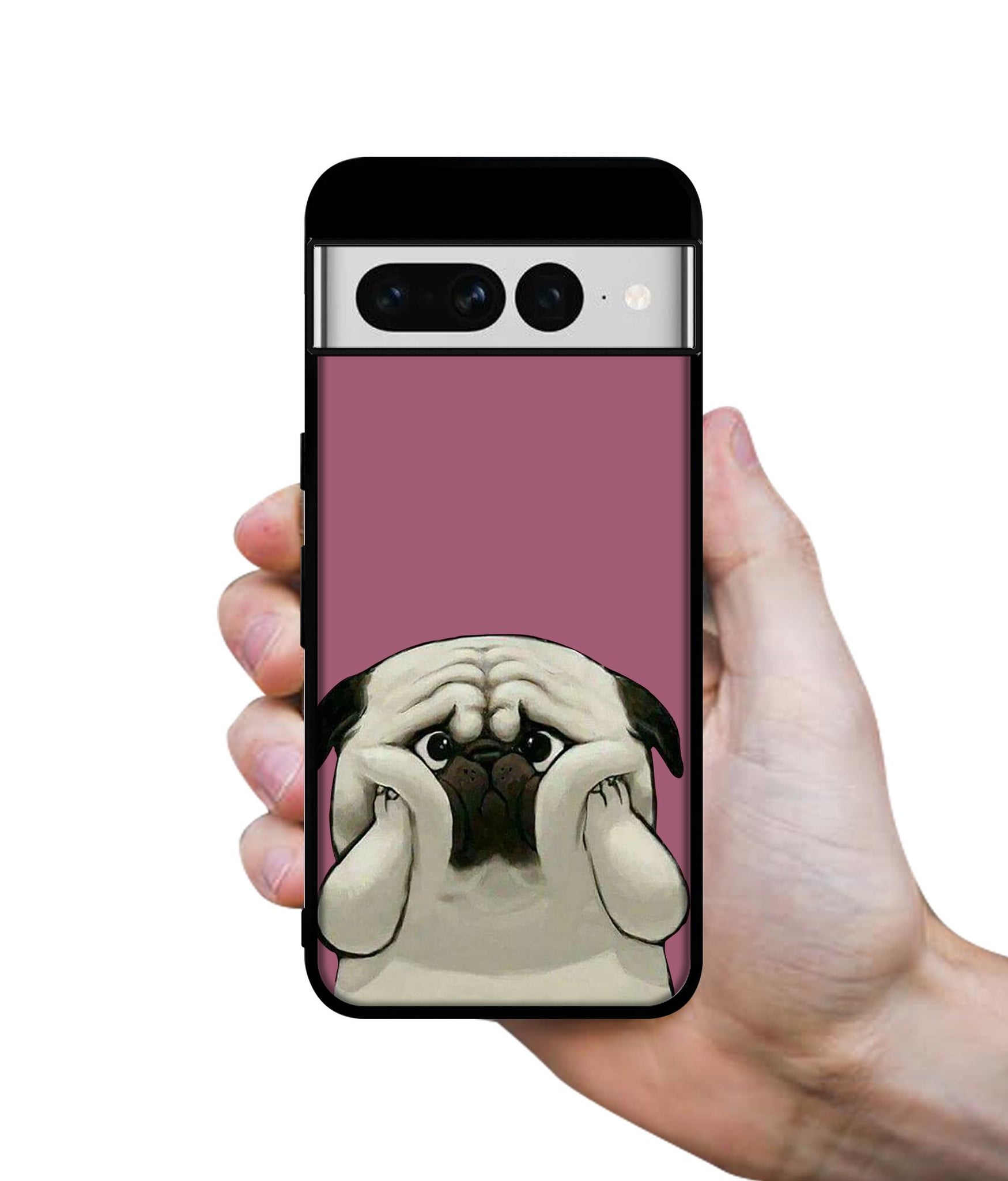 Cute Pug Holding Big Cheeks Designer 2D Printed Back Case Cover for Google Pixel 7 Pro 5G
