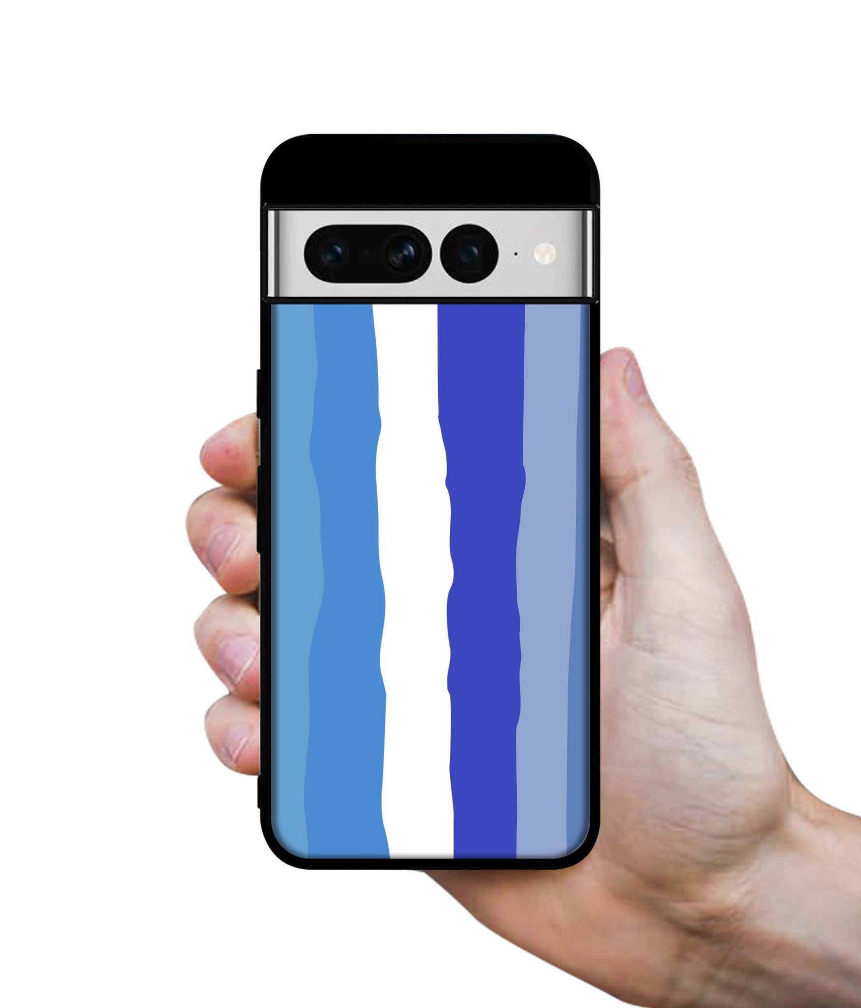 Blue Stripes Rainbow Designer 2D Printed Back Case Cover for Google Pixel 7 Pro 5G