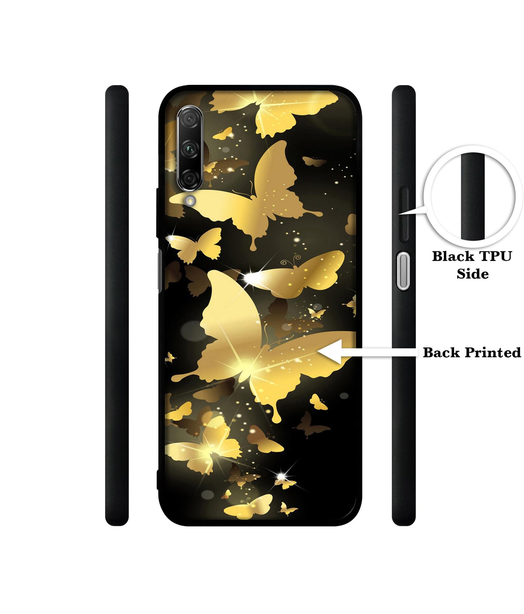 Golden Butterfly Pattern Designer 2D Printed Back Case Cover for Honor 9X Pro 4G / Huawei Y9 Prime 4G