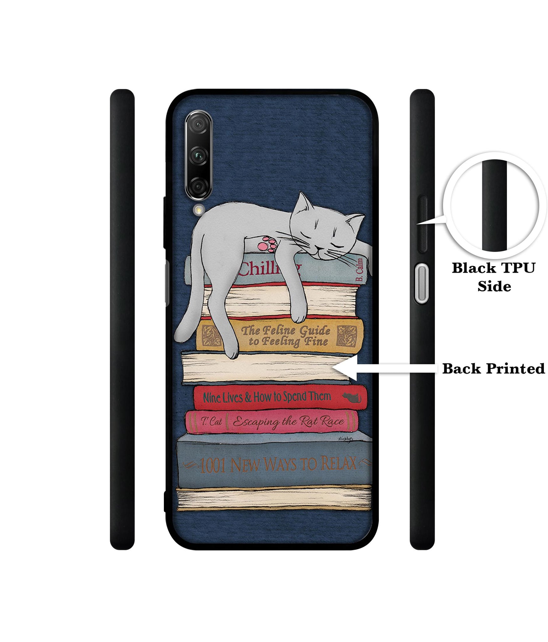 Cat Sleeping On The Books Designer 2D Printed Back Case Cover for Honor 9X Pro 4G / Huawei Y9 Prime 4G